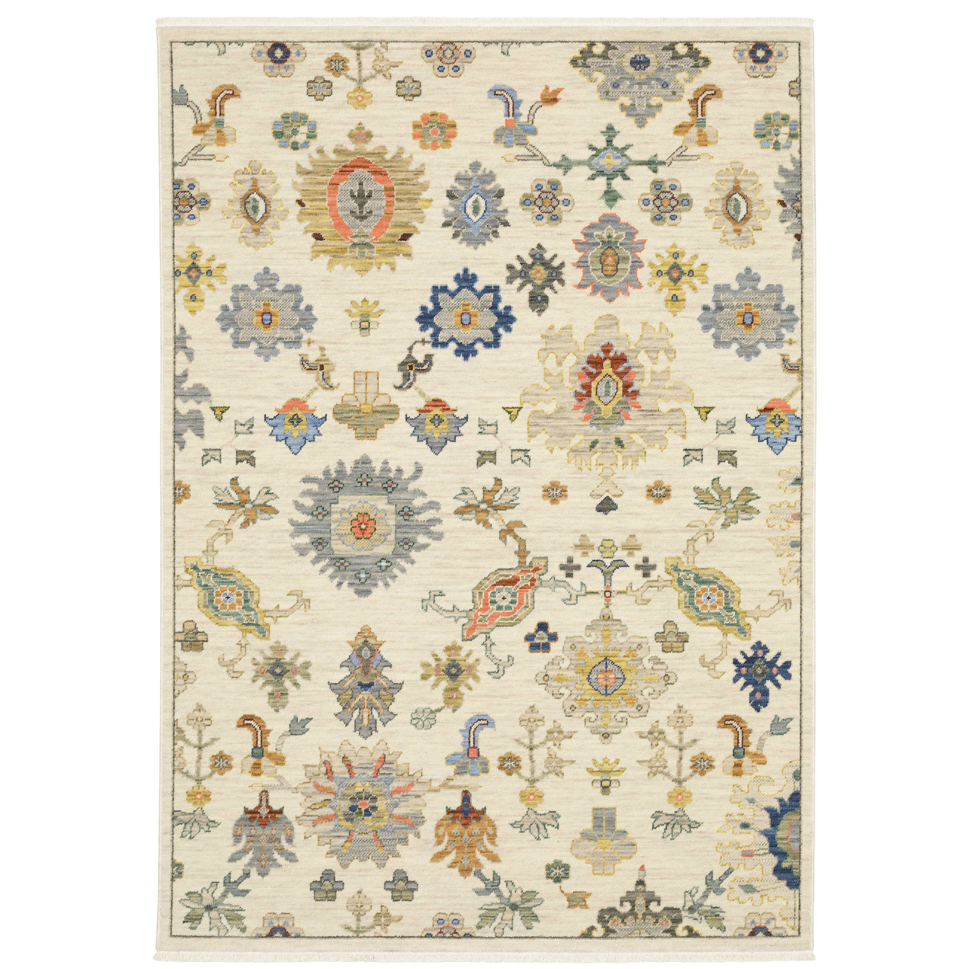 Oriental Weavers Area Rugs Lucca Area Rugs 5507w Oushak Ivory Wool-Nylon Blend In 8 Sizes