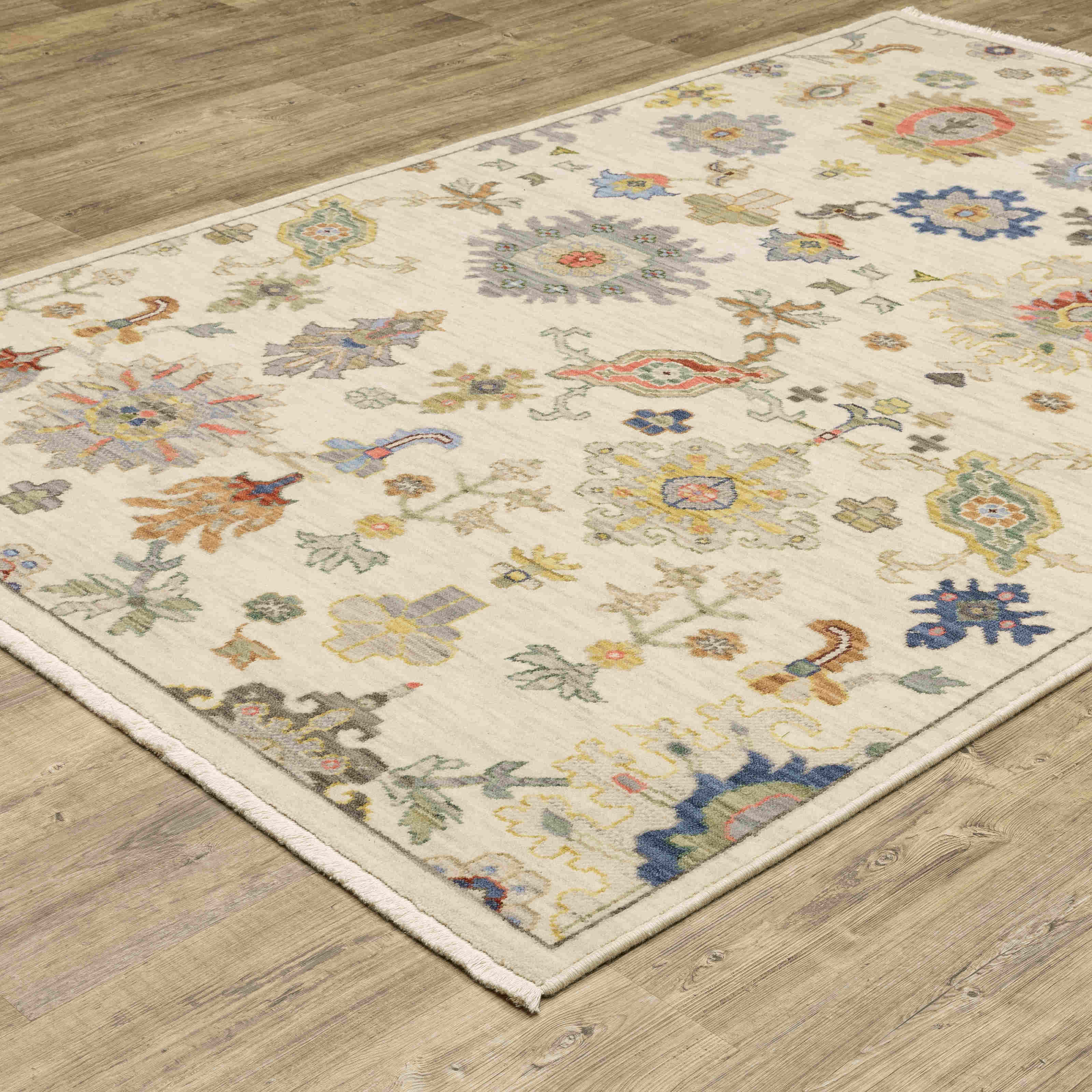 Oriental Weavers Area Rugs Lucca Area Rugs 5507w Oushak Ivory Wool-Nylon Blend In 8 Sizes