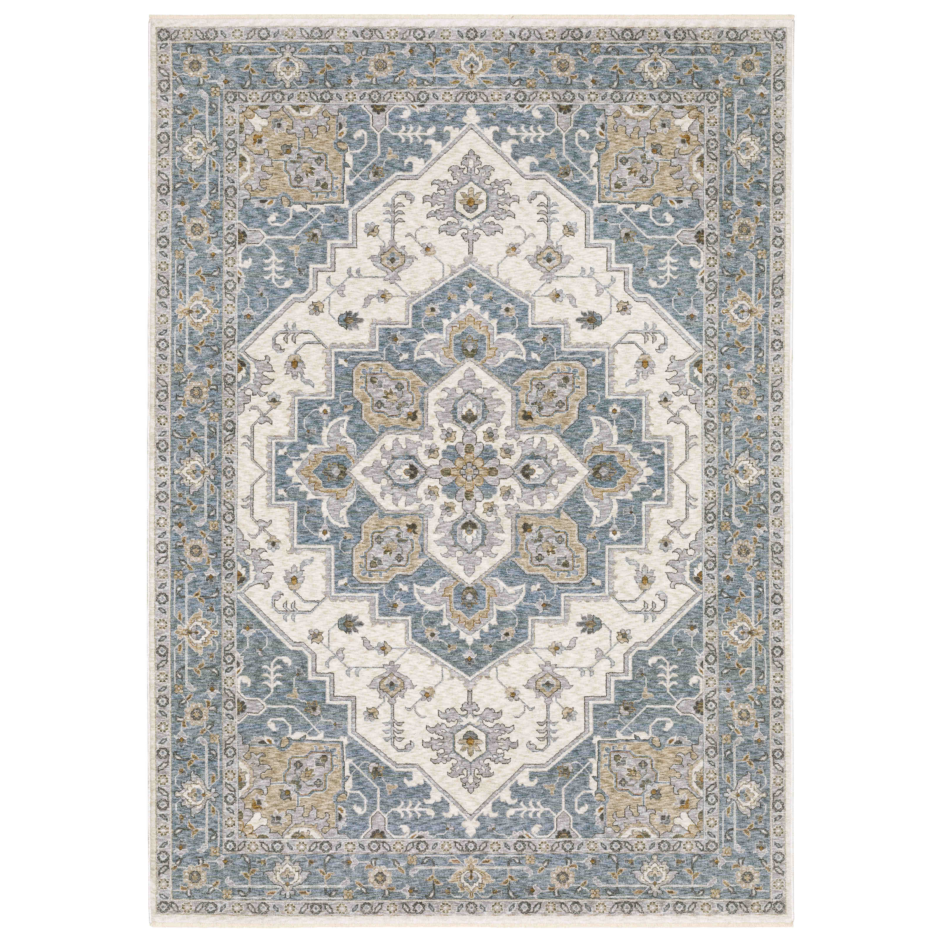 Oriental Weavers Area Rugs Maharaja Area Rugs 51F Ivory-Blue By OWRugs