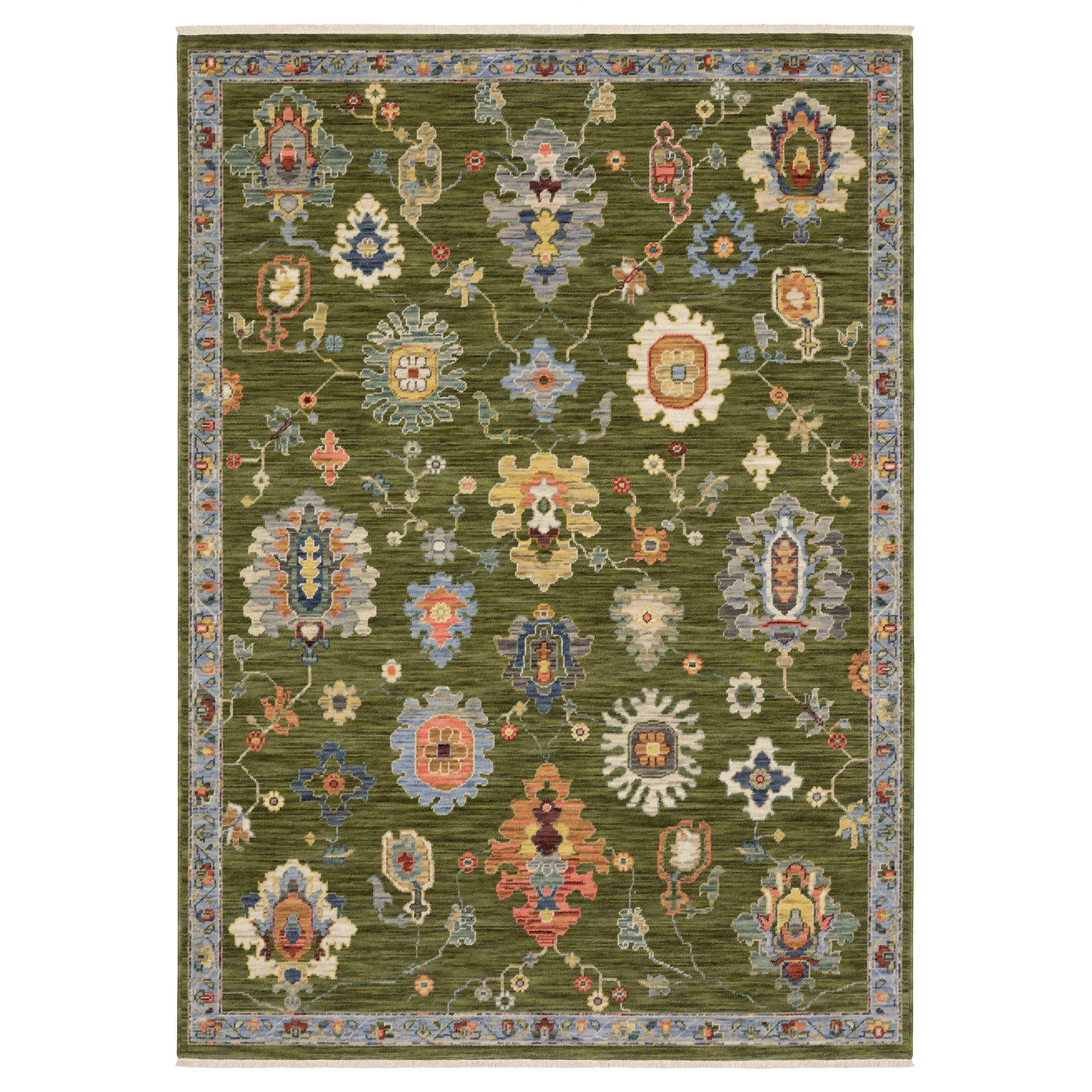 Lucca Area Rugs 2863e Green Oushak Wool-Nylon In 8 Sizes By OW Rugs