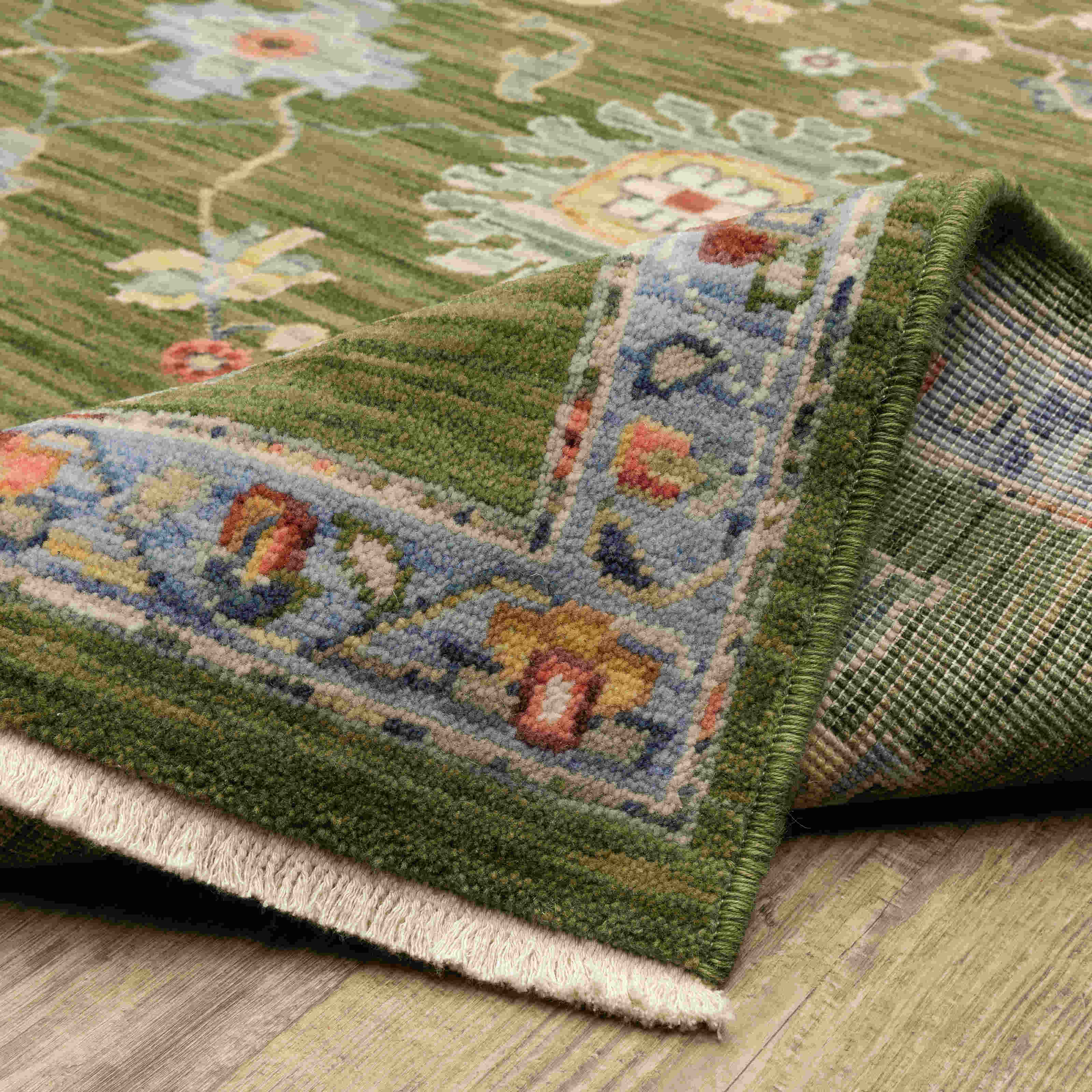 Lucca Area Rugs 2863e Green Oushak Wool-Nylon In 8 Sizes By OW Rugs