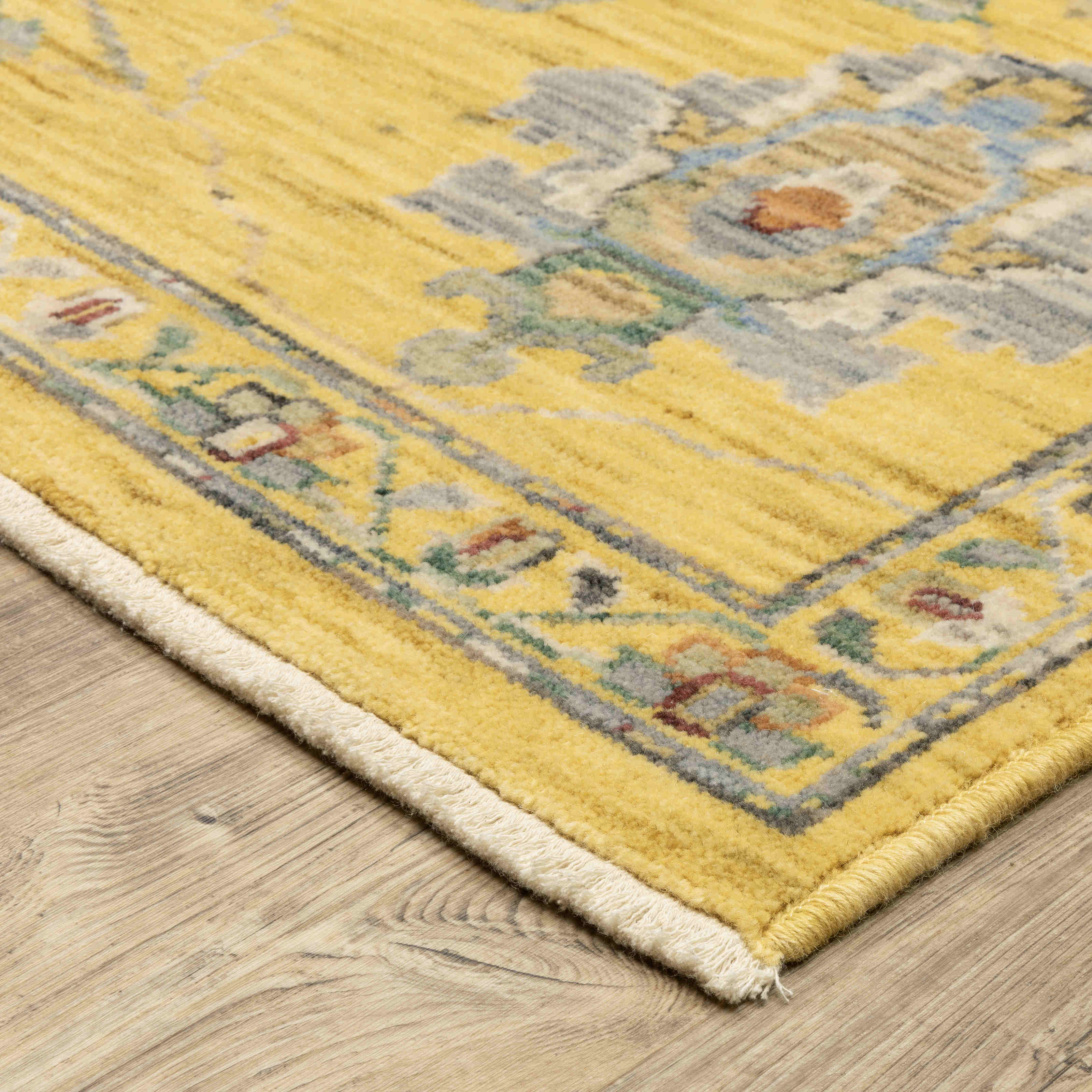 Lucca Area Rugs 2863g Yellow Oushak Wool-Nylon In 8 Sizes By OW Rugs