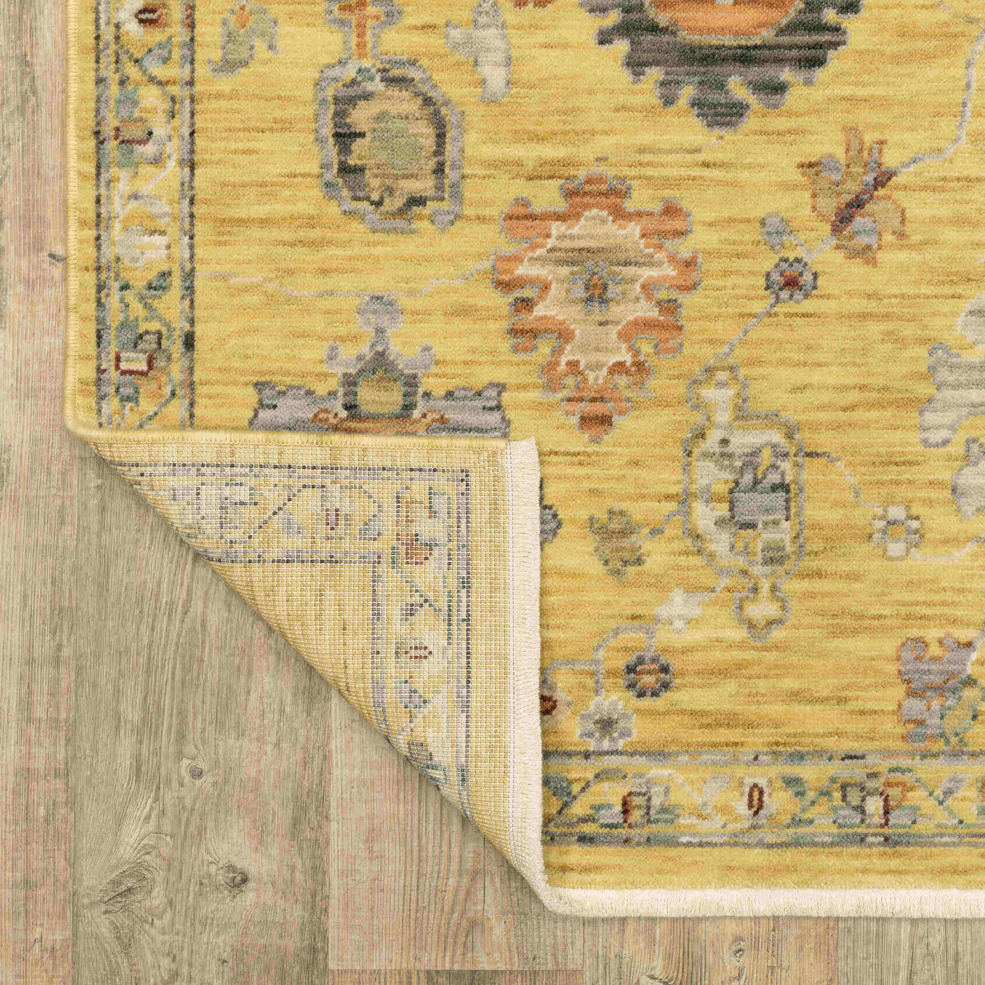 Lucca Area Rugs 2863g Yellow Oushak Wool-Nylon In 8 Sizes By OW Rugs