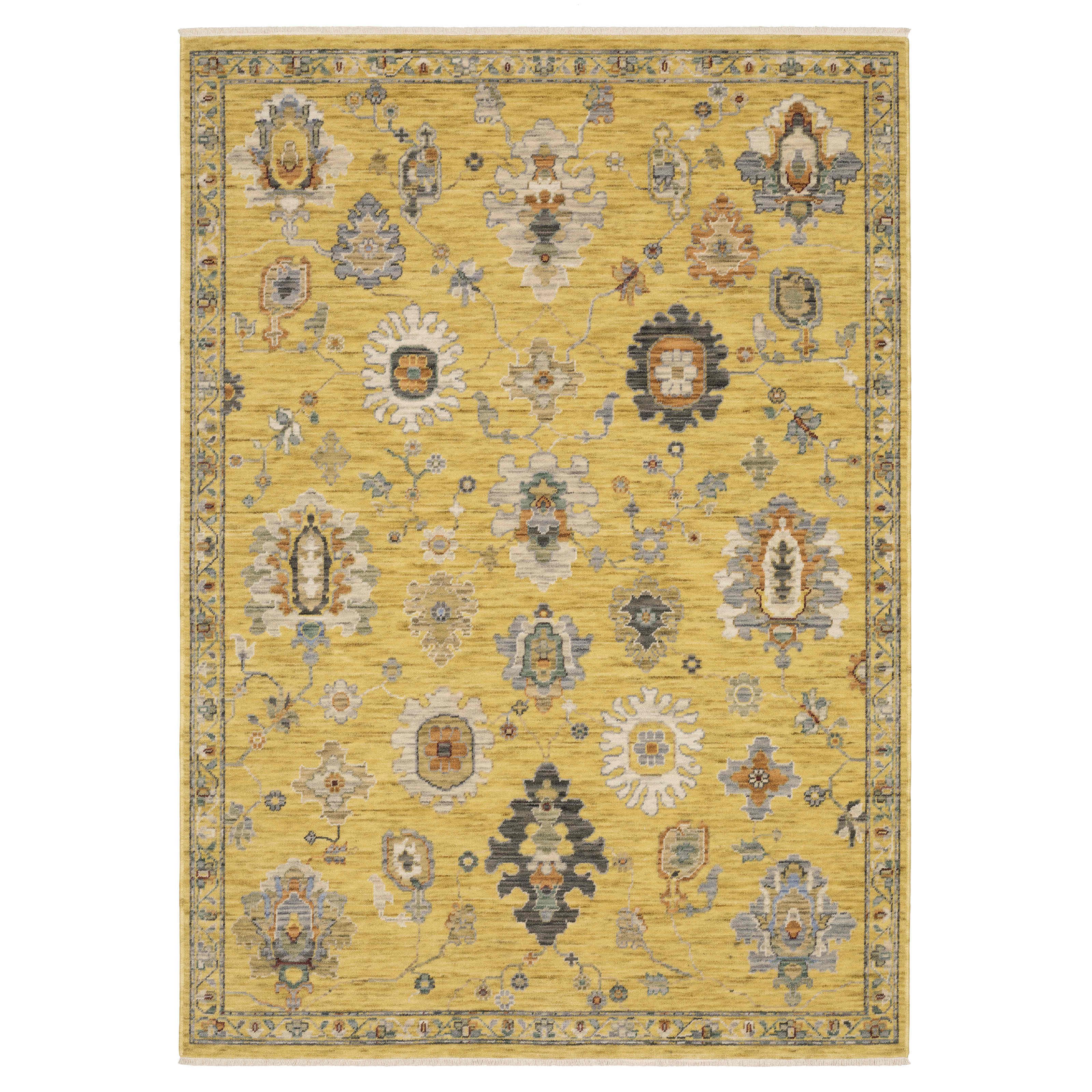 Lucca Area Rugs 2863g Yellow Oushak Wool-Nylon In 8 Sizes By OW Rugs