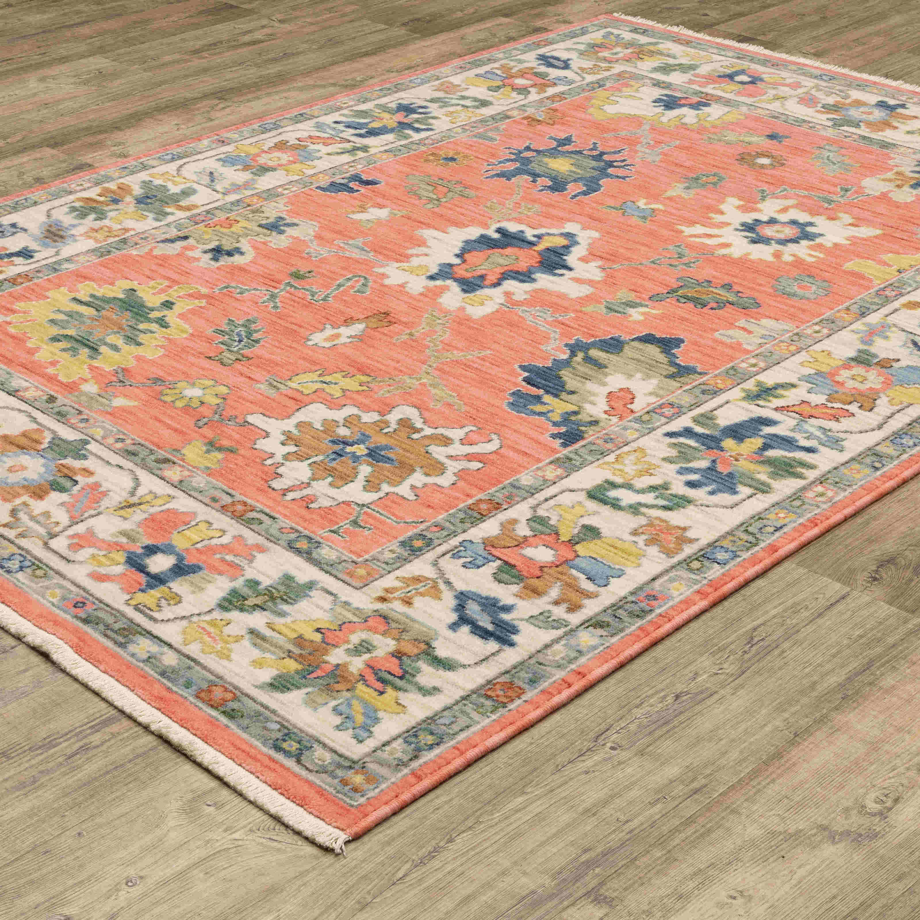 Lucca Area Rugs 2889b Rose Oushak Wool-Nylon In 8 Sizes By OW Rugs