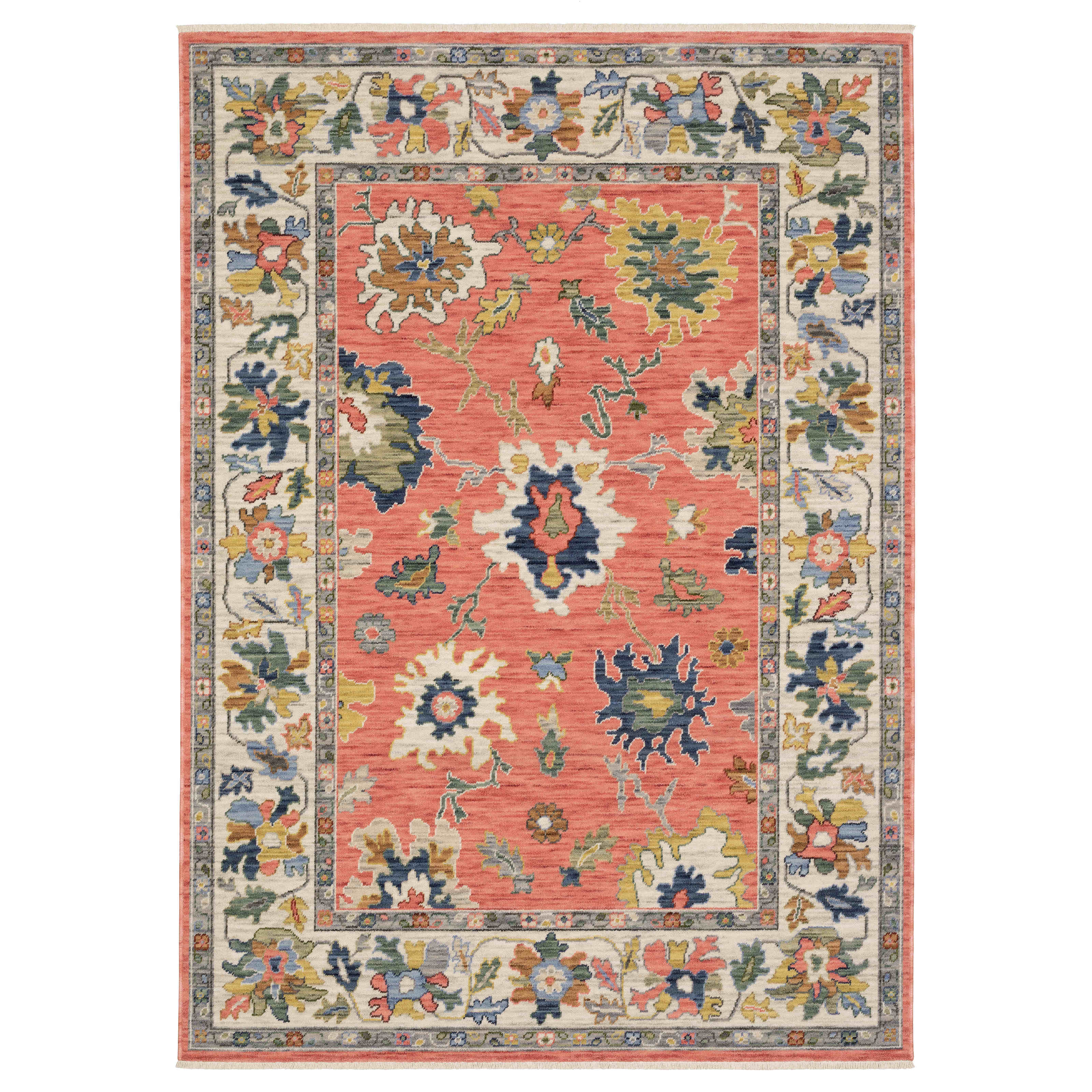 Lucca Area Rugs 2889b Rose Oushak Wool-Nylon In 8 Sizes By OW Rugs