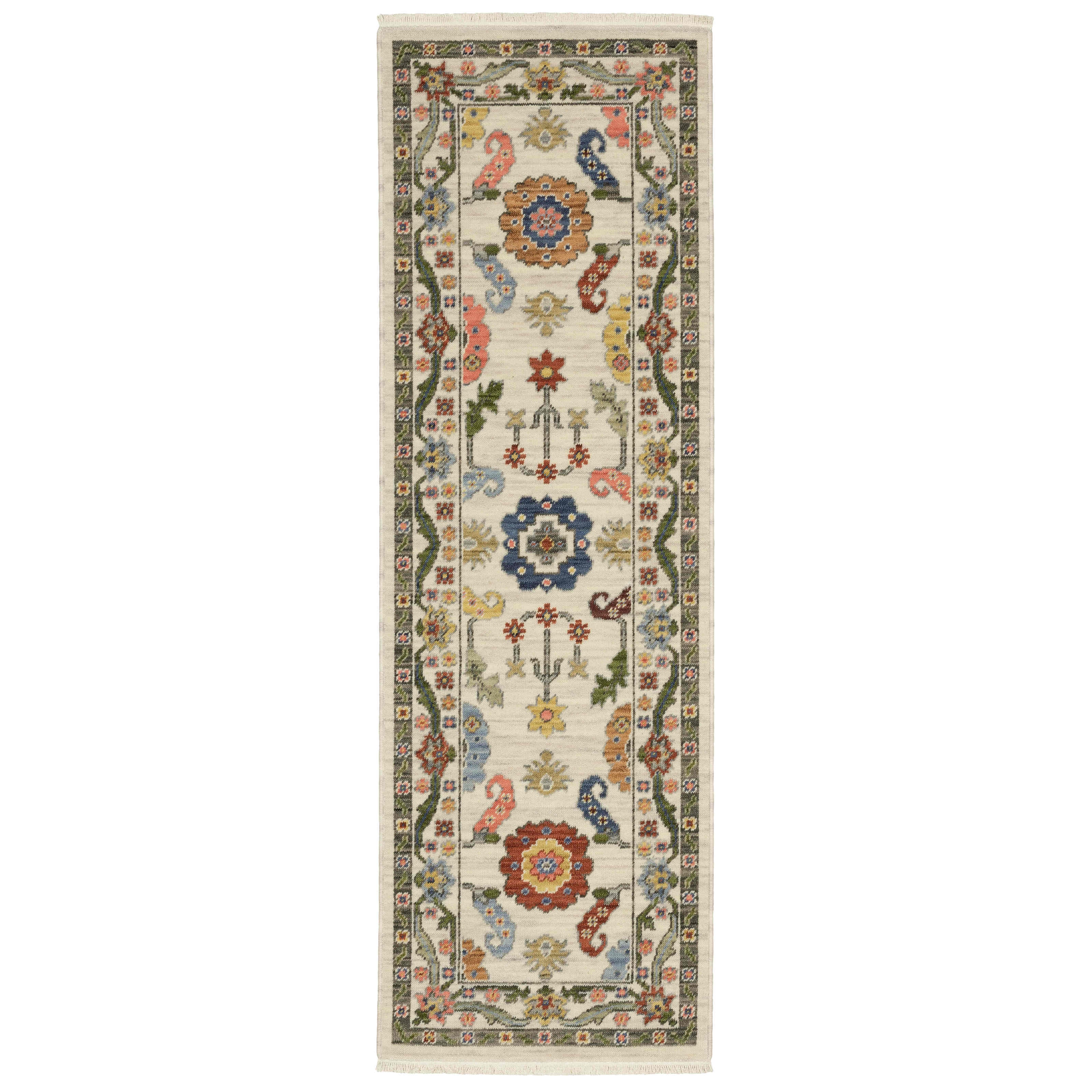 Lucca Area Rugs 5506w Ivory Oushak Wool-Nylon In 8 Sizes By OW Rugs