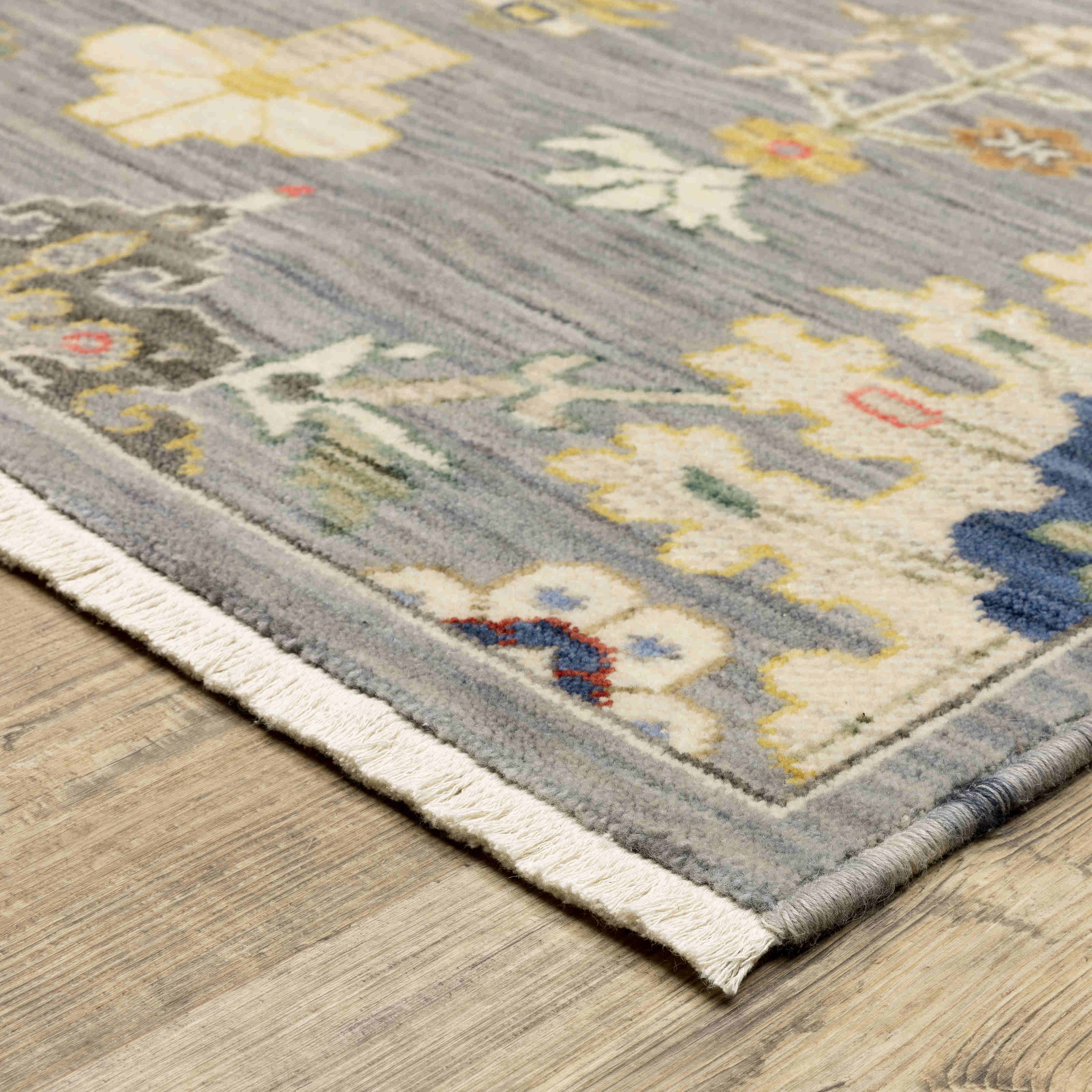 Lucca Area Rugs 5507e Oushak Grey Wool-Nylon Blend In 8 Sizes