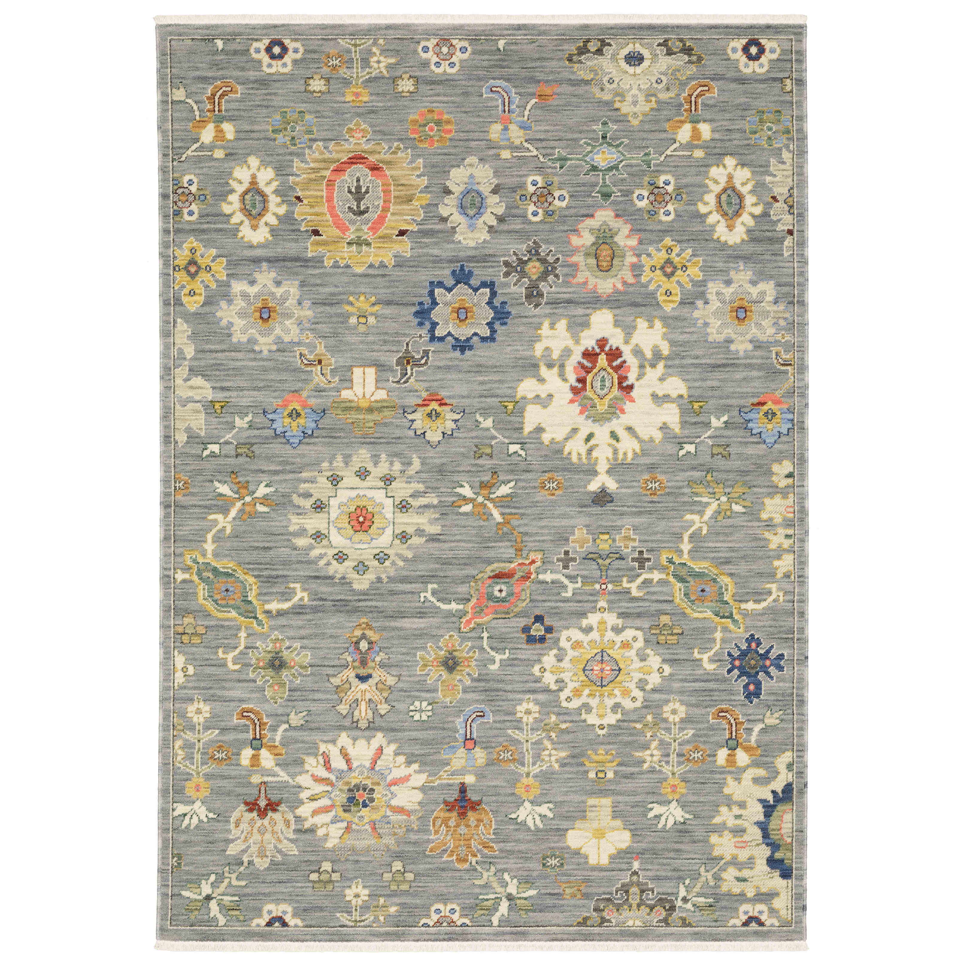 Lucca Area Rugs 5507e Oushak Grey Wool-Nylon Blend In 8 Sizes