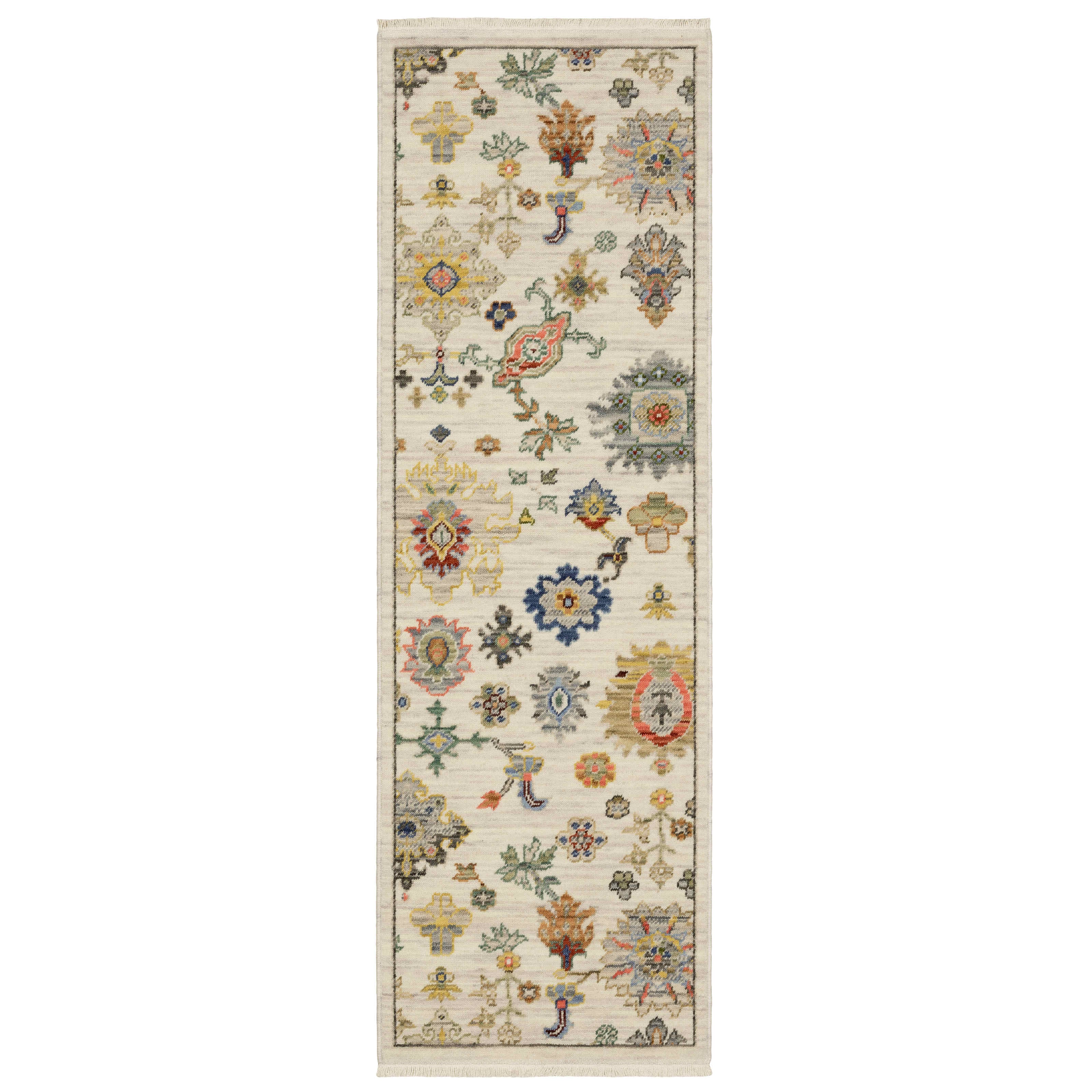 Lucca Area Rugs 5507w Oushak Ivory Wool-Nylon Blend In 8 Sizes