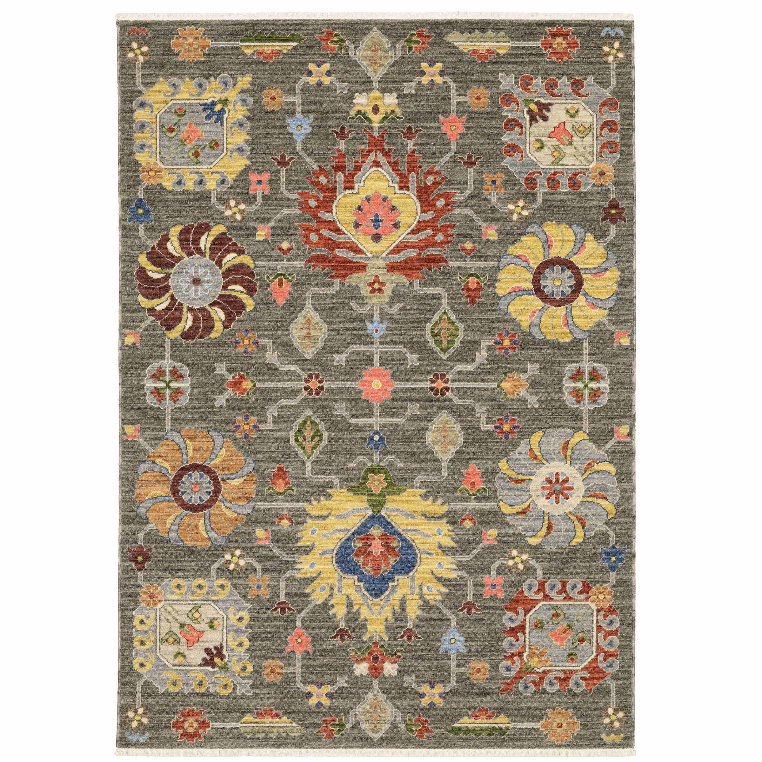 Lucca Area Rugs 8111k Oushak Mocha Wool-Nylon Blend In 8 Sizes