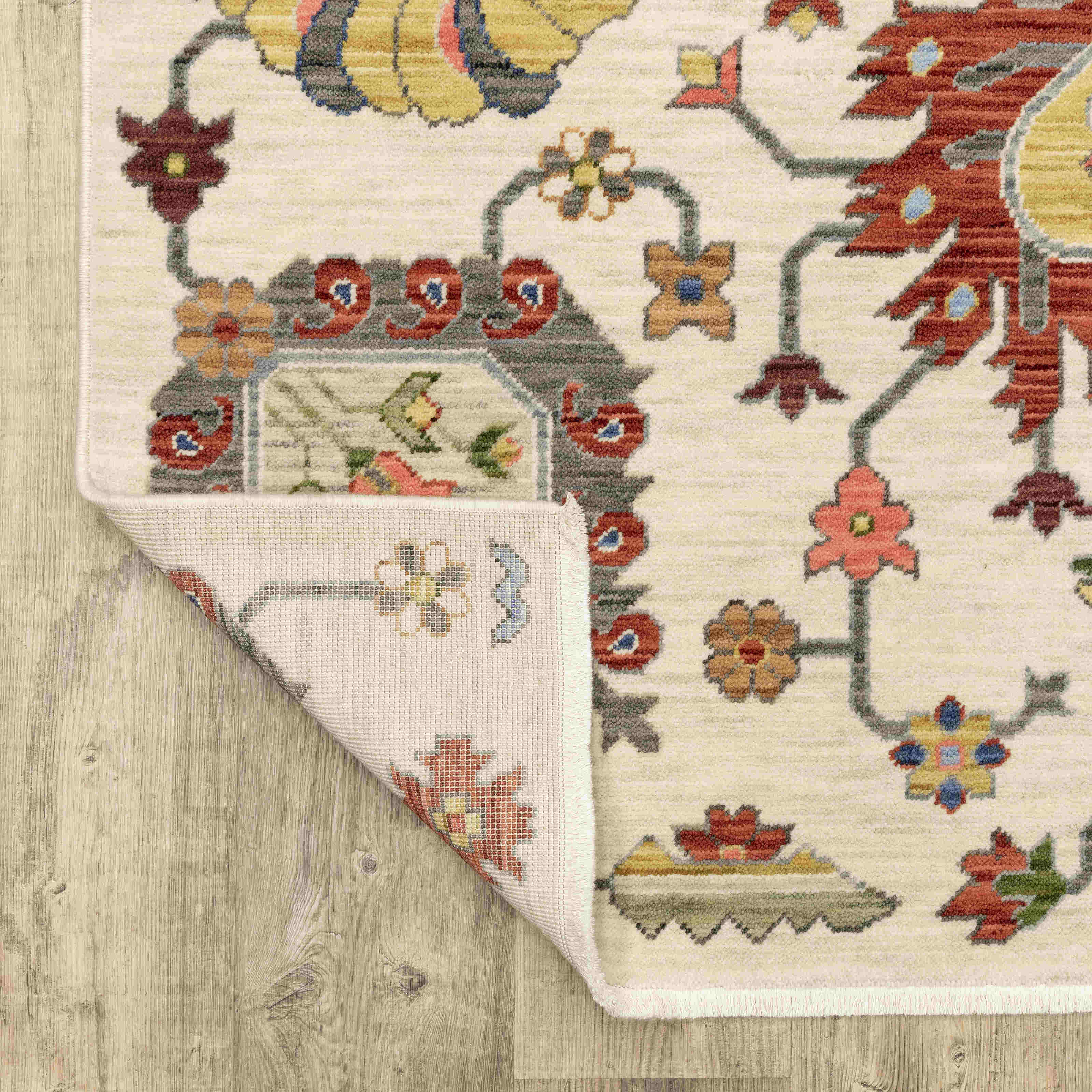 Lucca Area Rugs 8111w Oushak Ivory Wool-Nylon Blend In 8 Sizes