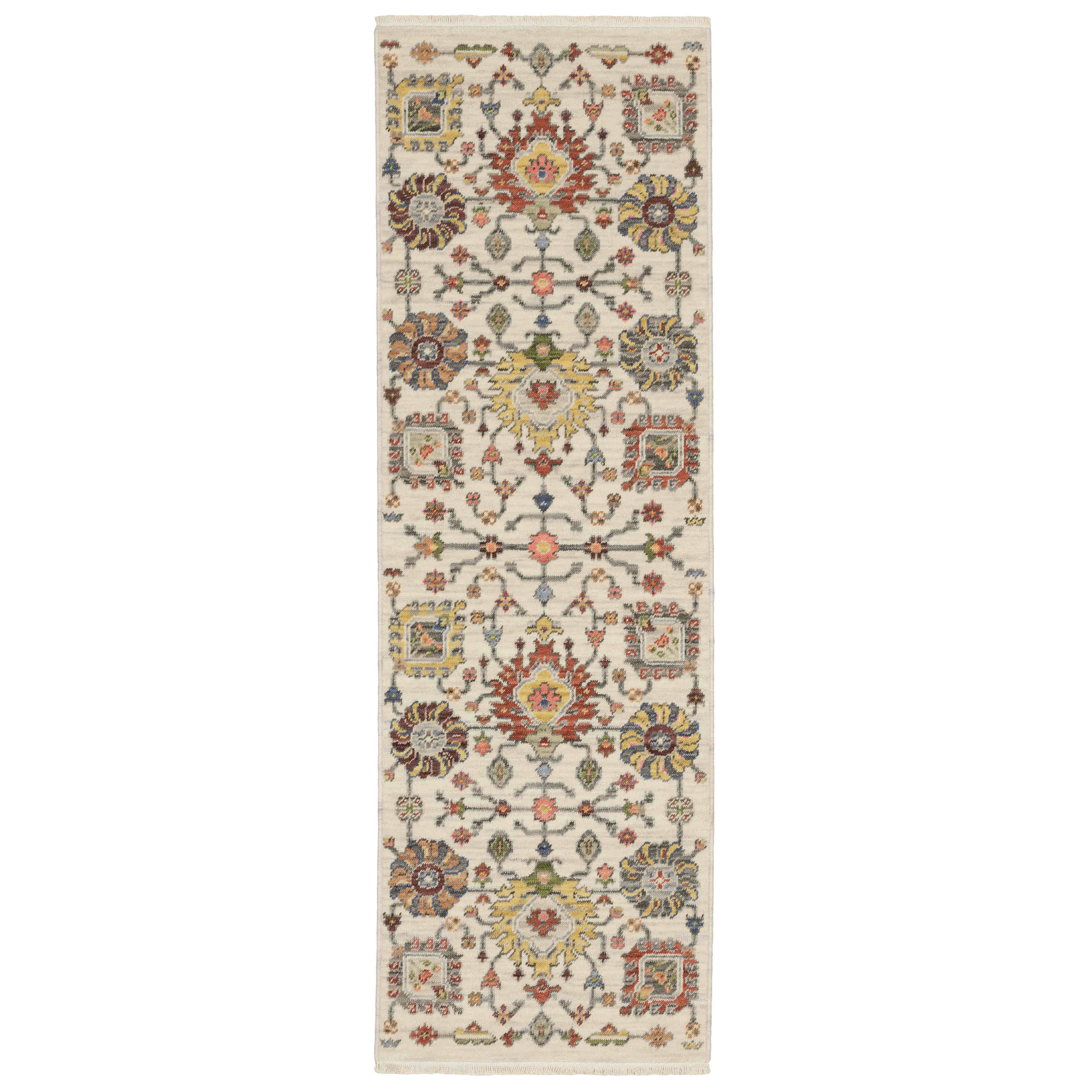 Lucca Area Rugs 8111w Oushak Ivory Wool-Nylon Blend In 8 Sizes