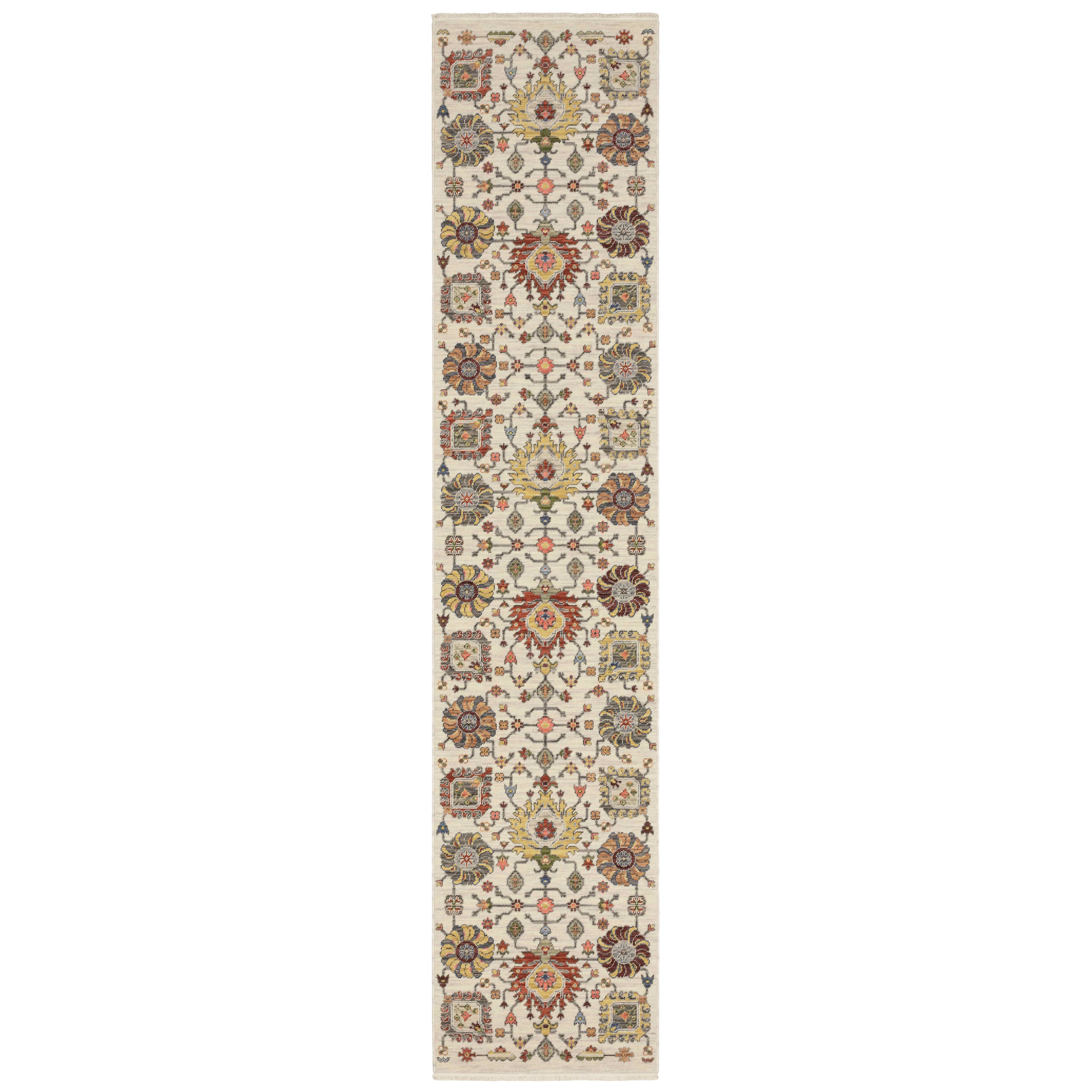 Lucca Area Rugs 8111w Oushak Ivory Wool-Nylon Blend In 8 Sizes