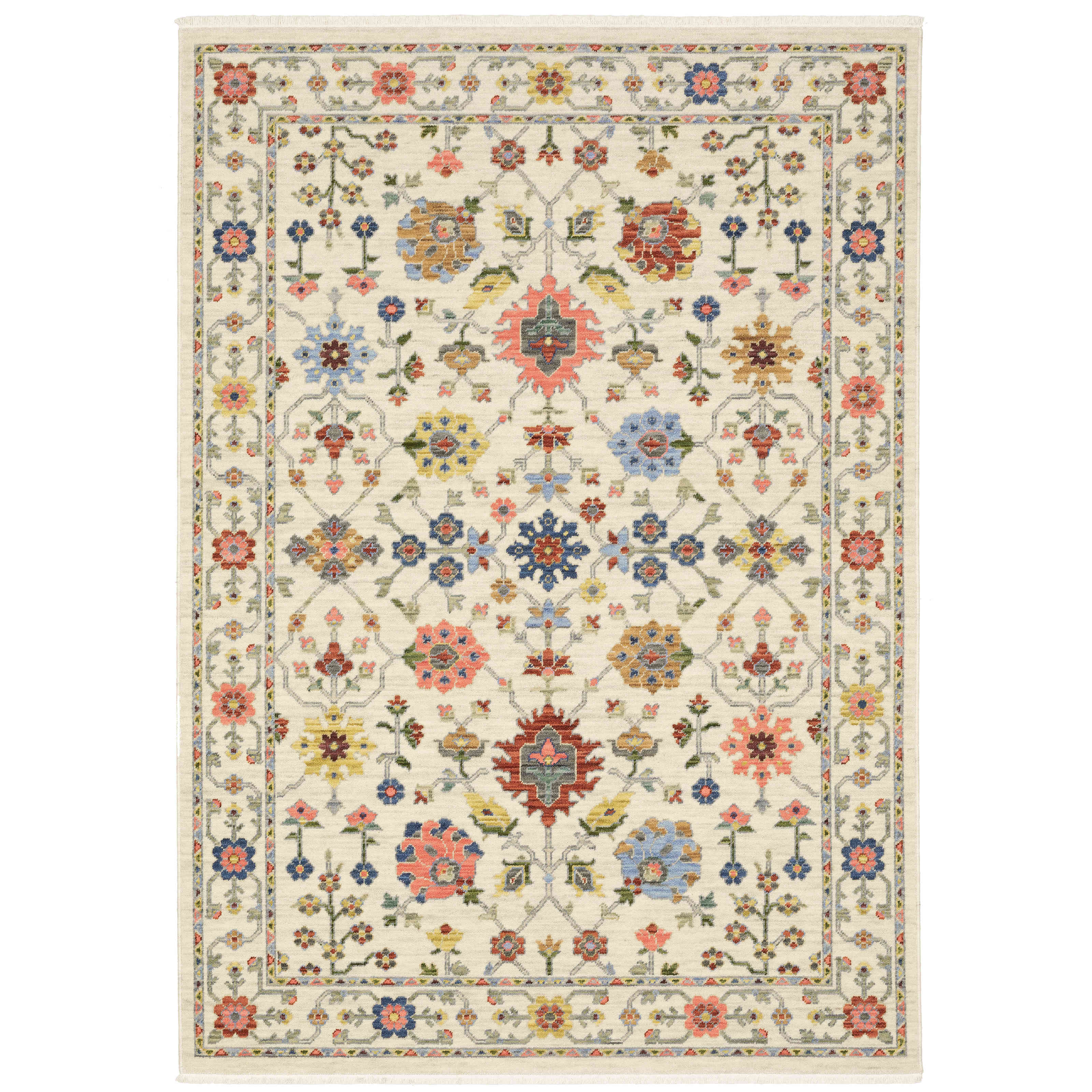 Lucca Area Rugs 93w Ivory Oushak Wool-Nylon In 8 Sizes By OW Rugs Main Photo