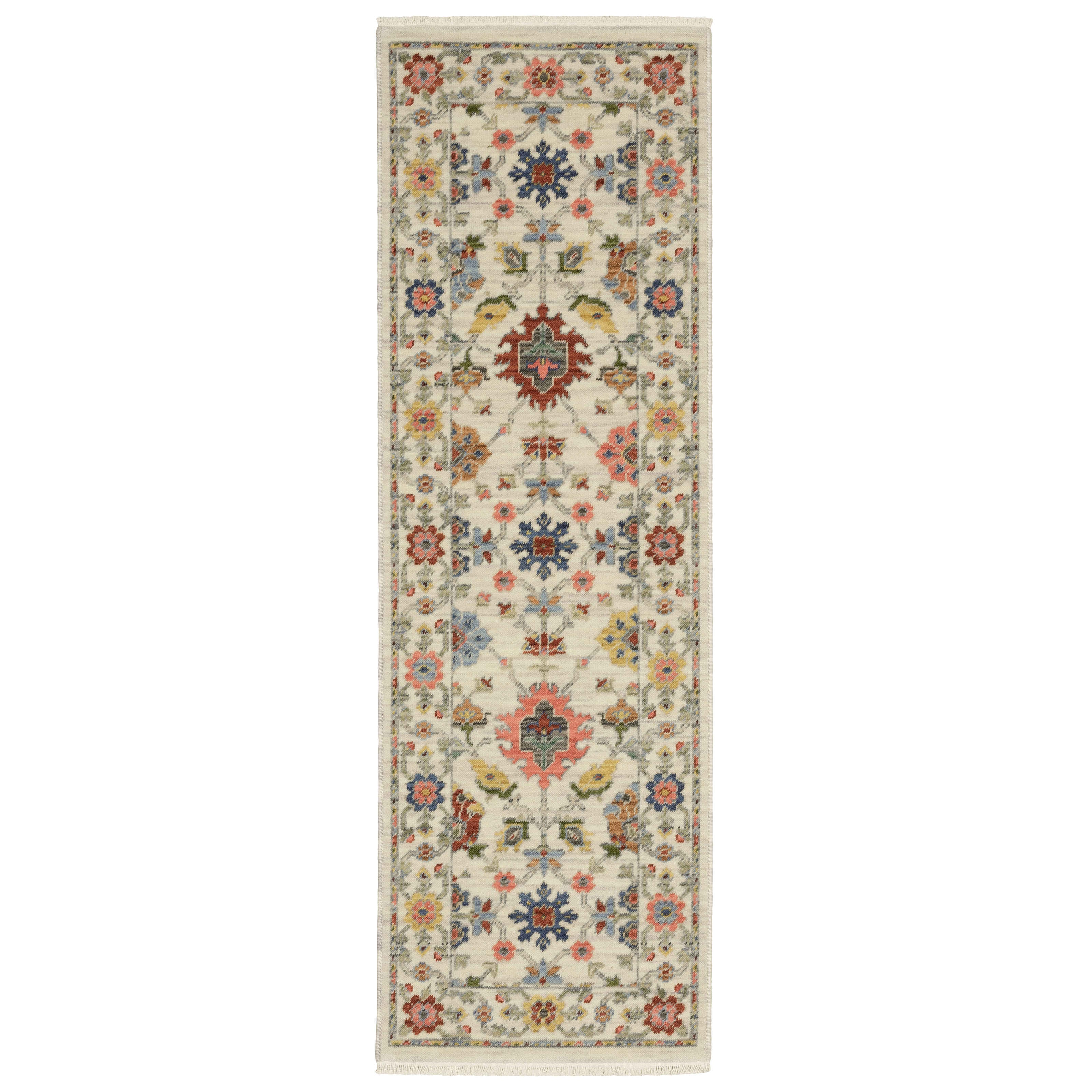 Lucca Area Rugs 93w Ivory Oushak Wool-Nylon In 8 Sizes By OW Rugs 8 Ft Runner