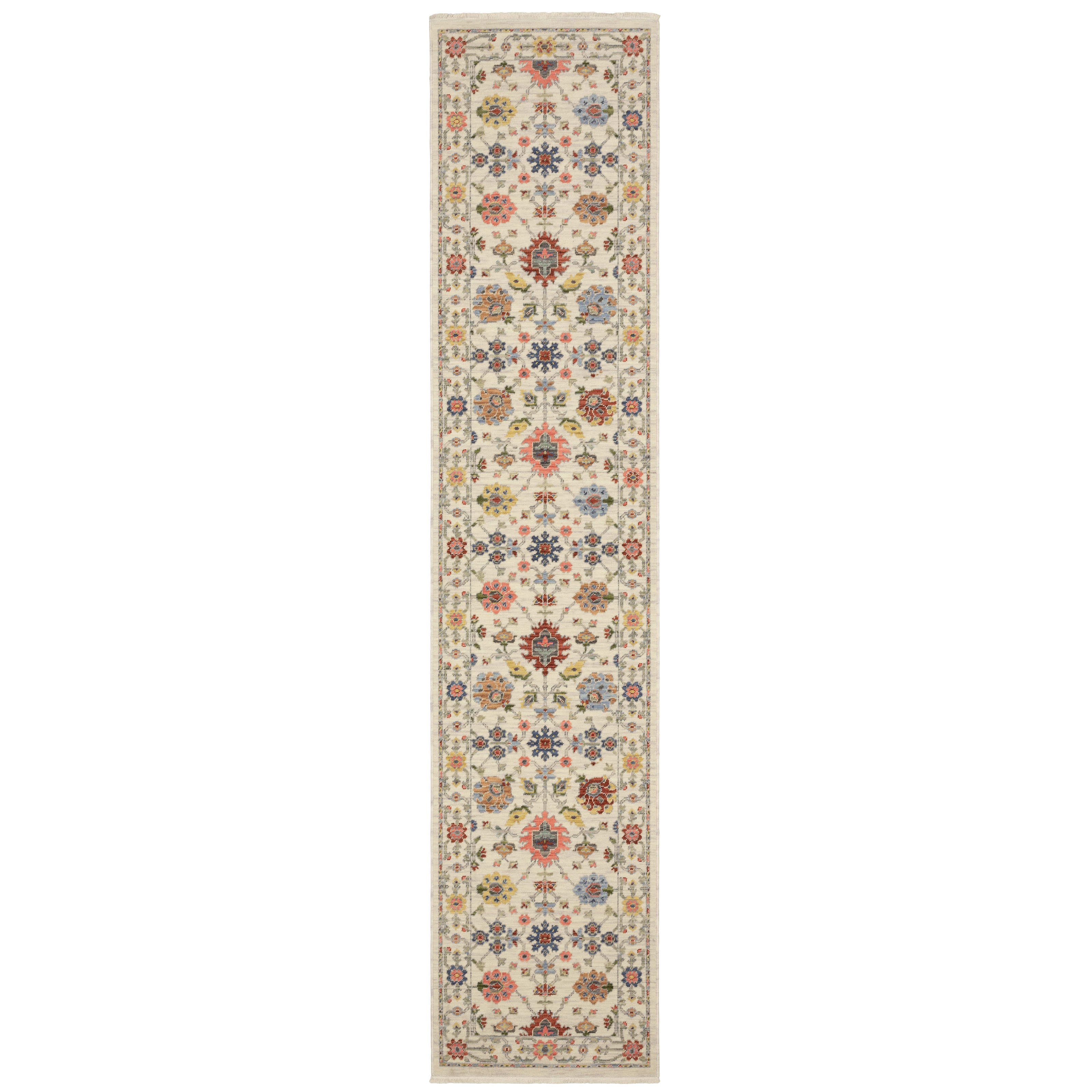 Lucca Area Rugs 93w Ivory Oushak Wool-Nylon In 8 Sizes By OW Rugs 12 Ft Runner