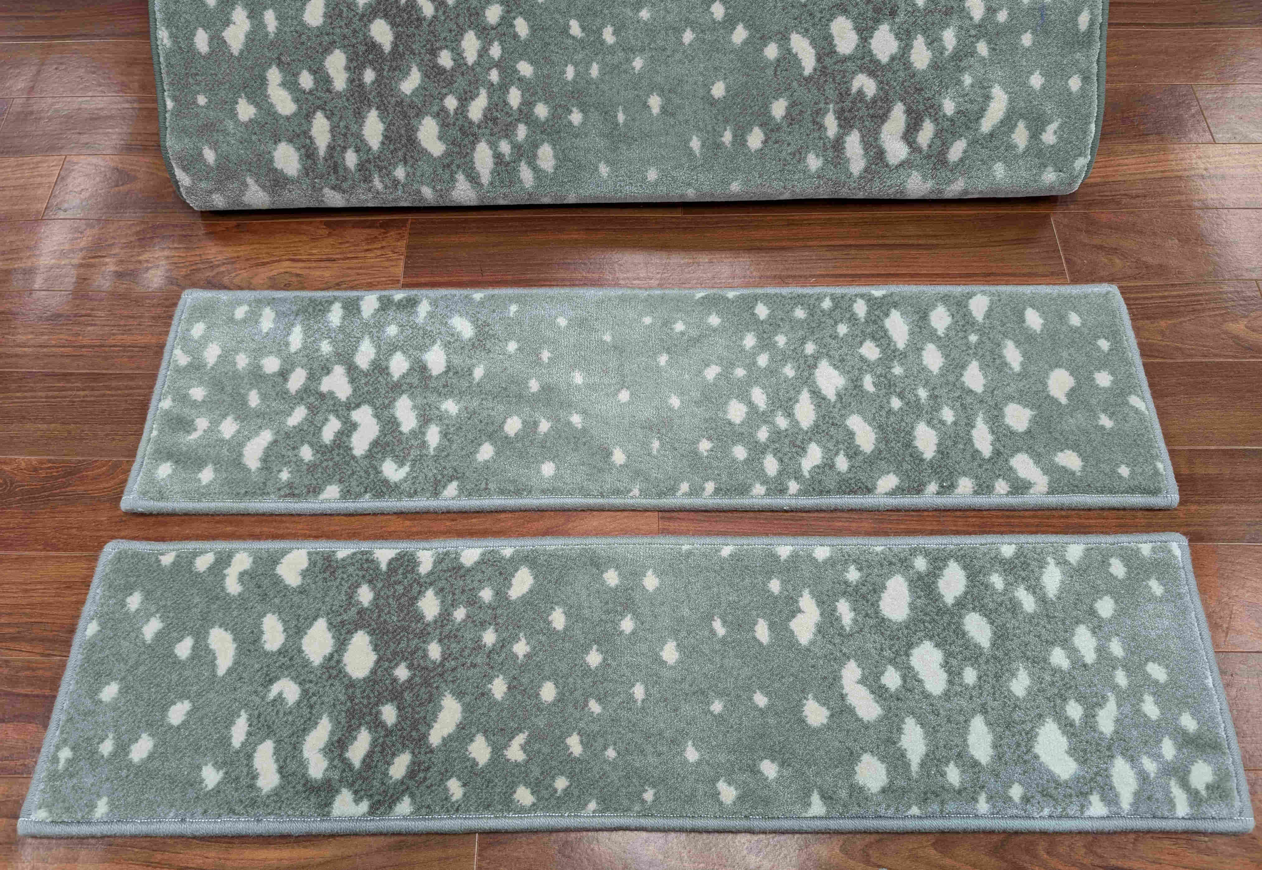 Prestige Mills Premium Carpet Stair Treads Deerfield Animal Print Grey Stair Treads 36in x 9in Smoke Set of 14