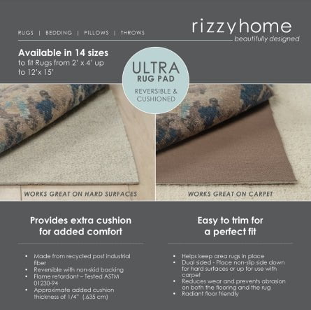 Rizzy Home Pad Rug Pad Ultra Felt Top With Rubber Attached