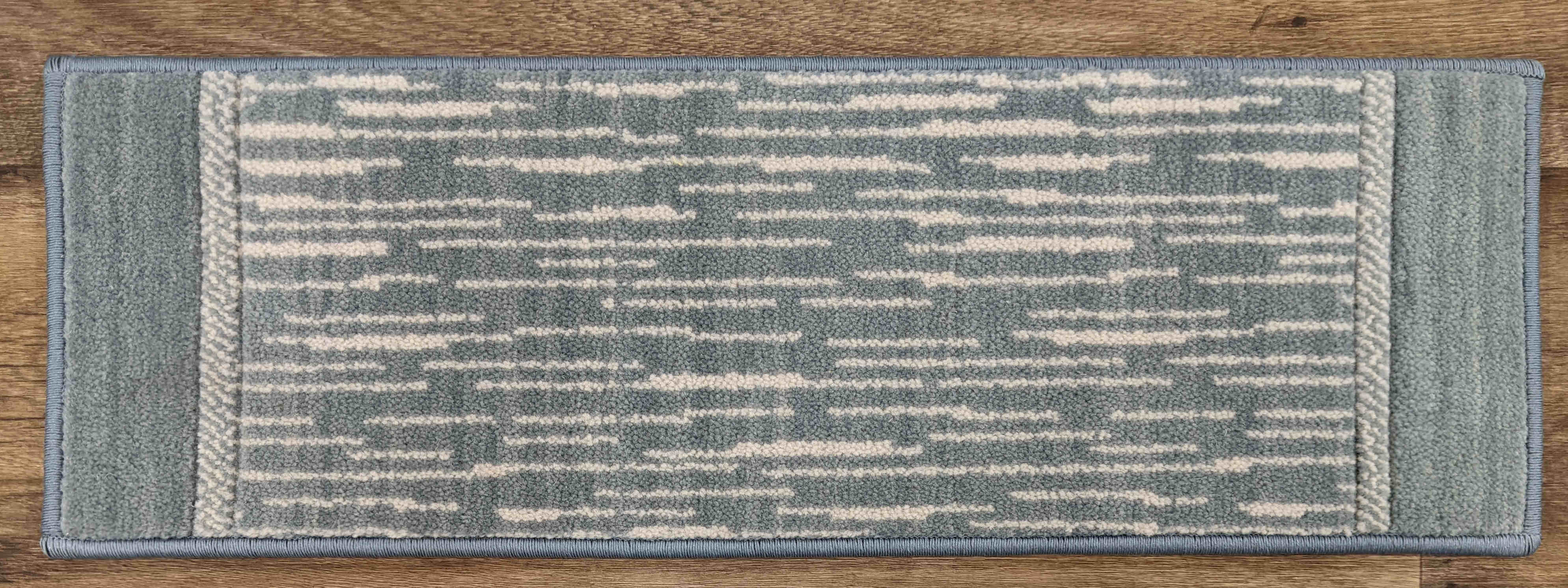 Rug Depot Home Blue Stair Treads 27in x 9in Wellington Coastline Wool Blend