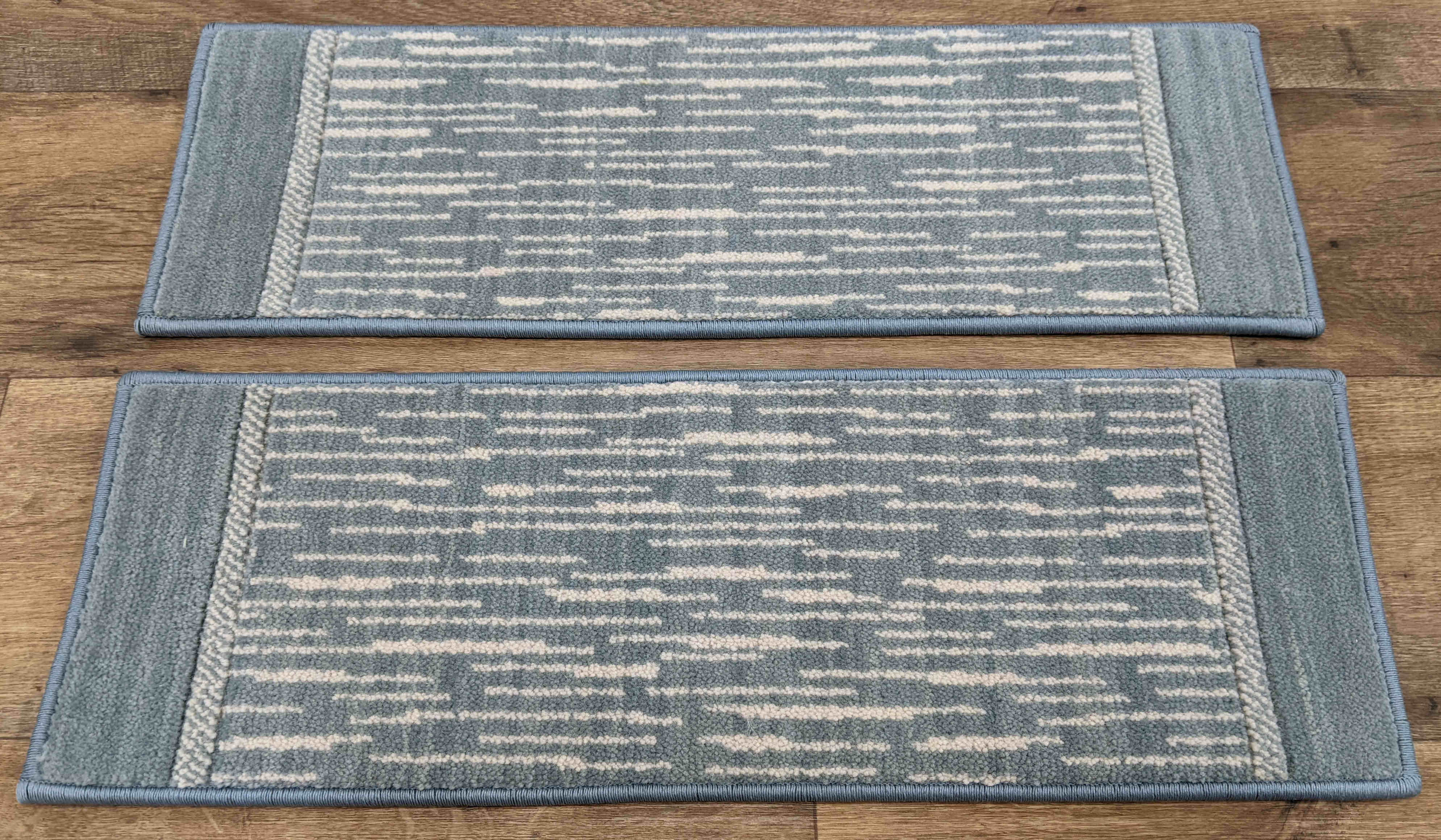 Rug Depot Home Blue Stair Treads 27in x 9in Wellington Coastline Wool Blend