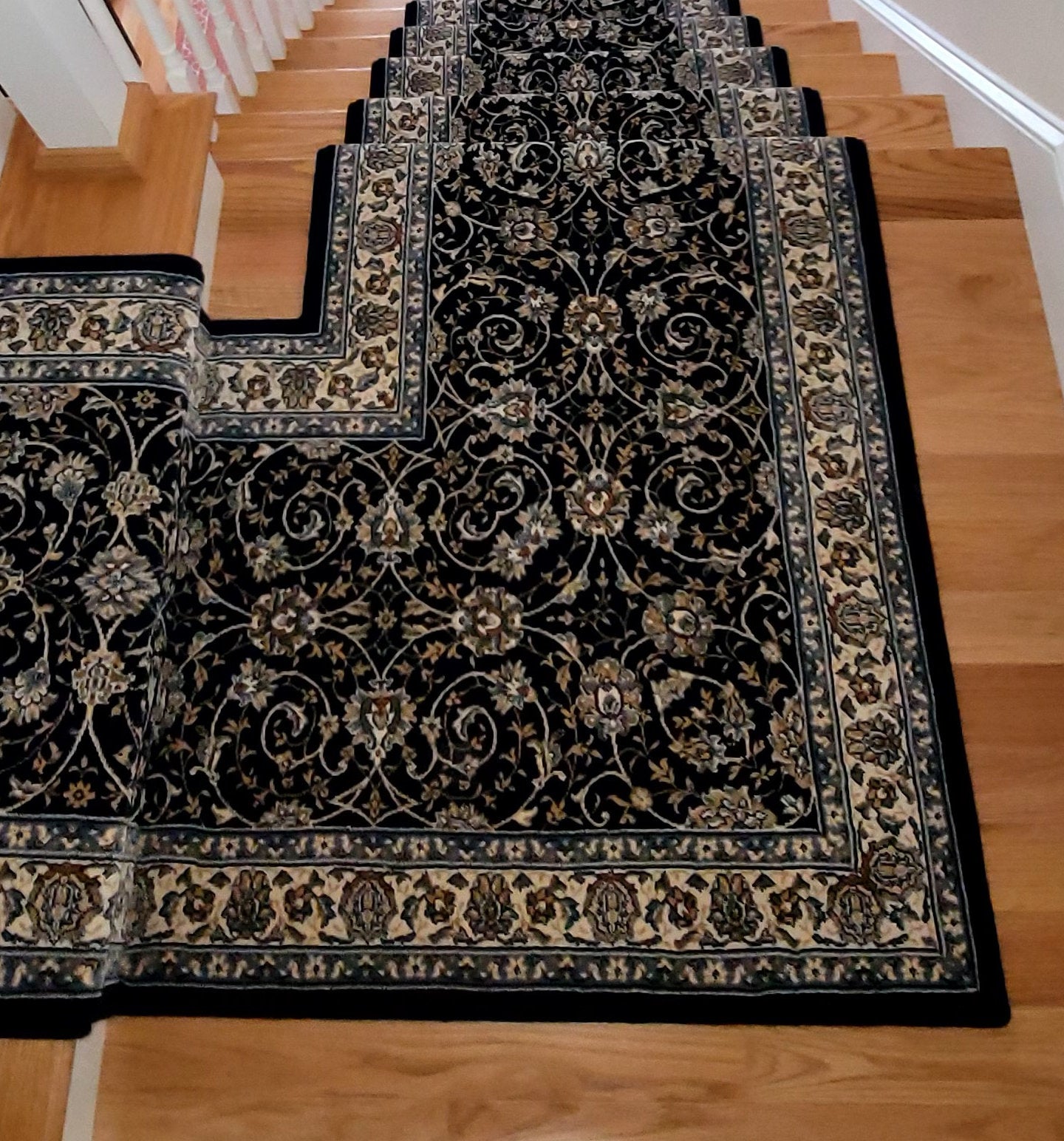 Rug Depot Home Custom Stair Runner Installation Ancient Garden 57120 Navy 26 Inch