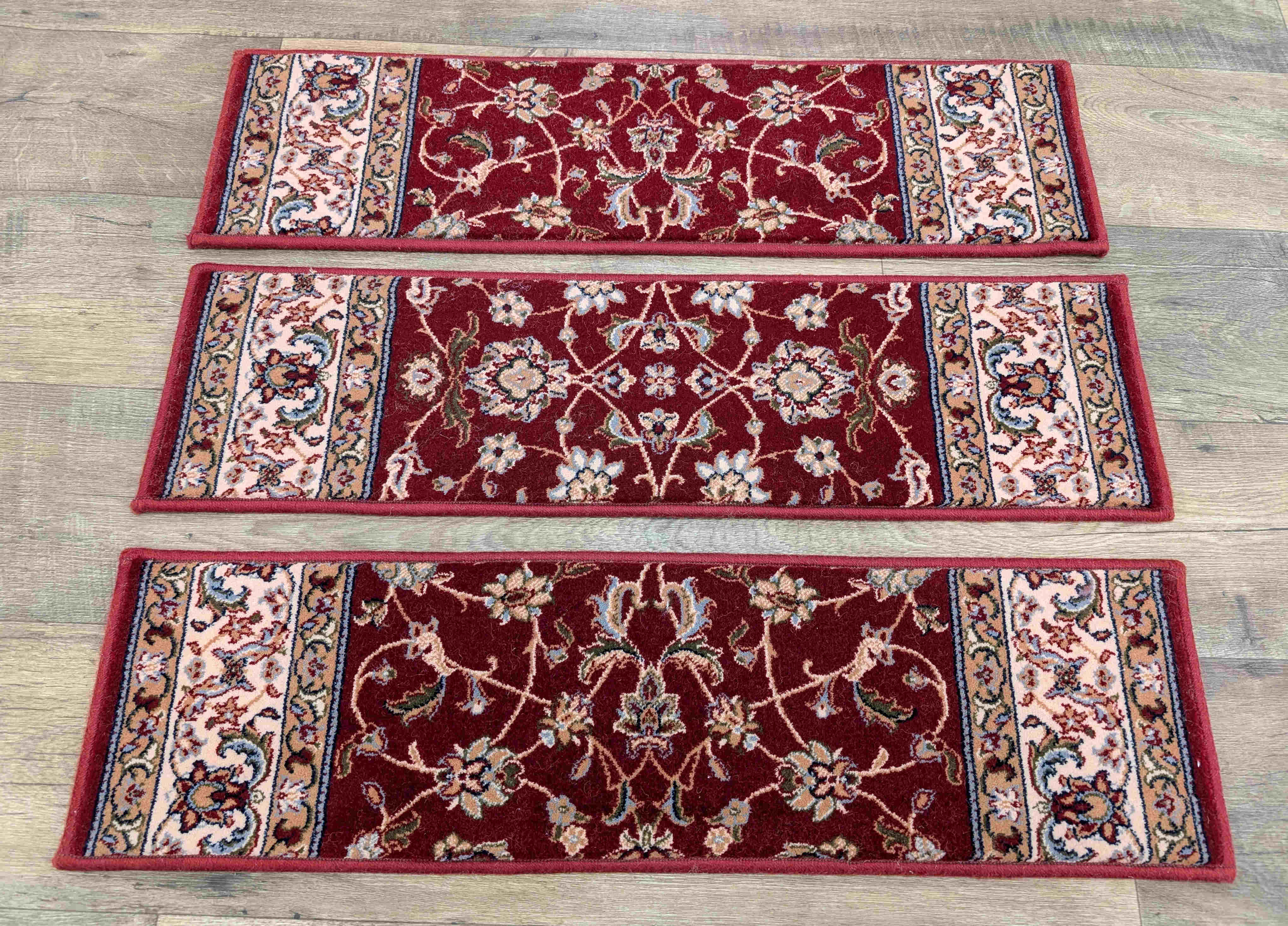 Rug Depot Home Stair Treads Diamant Red Stair Treads 33in x 9in Set of 14 Pcs in Wool