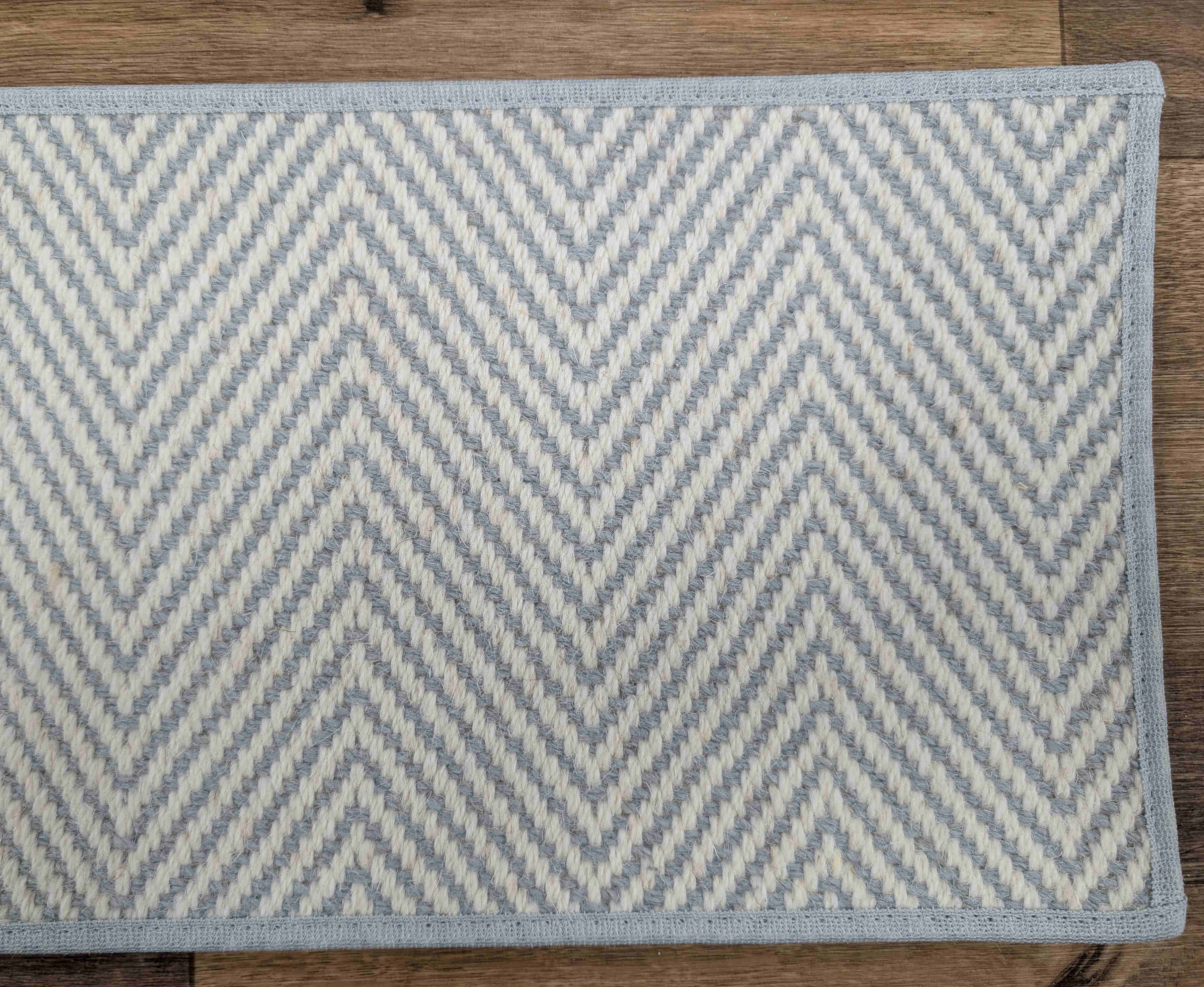 Rug Depot Home Stair Treads Herringbone Lt Blue Stair Treads 28in x 9in Set of 14 Pcs