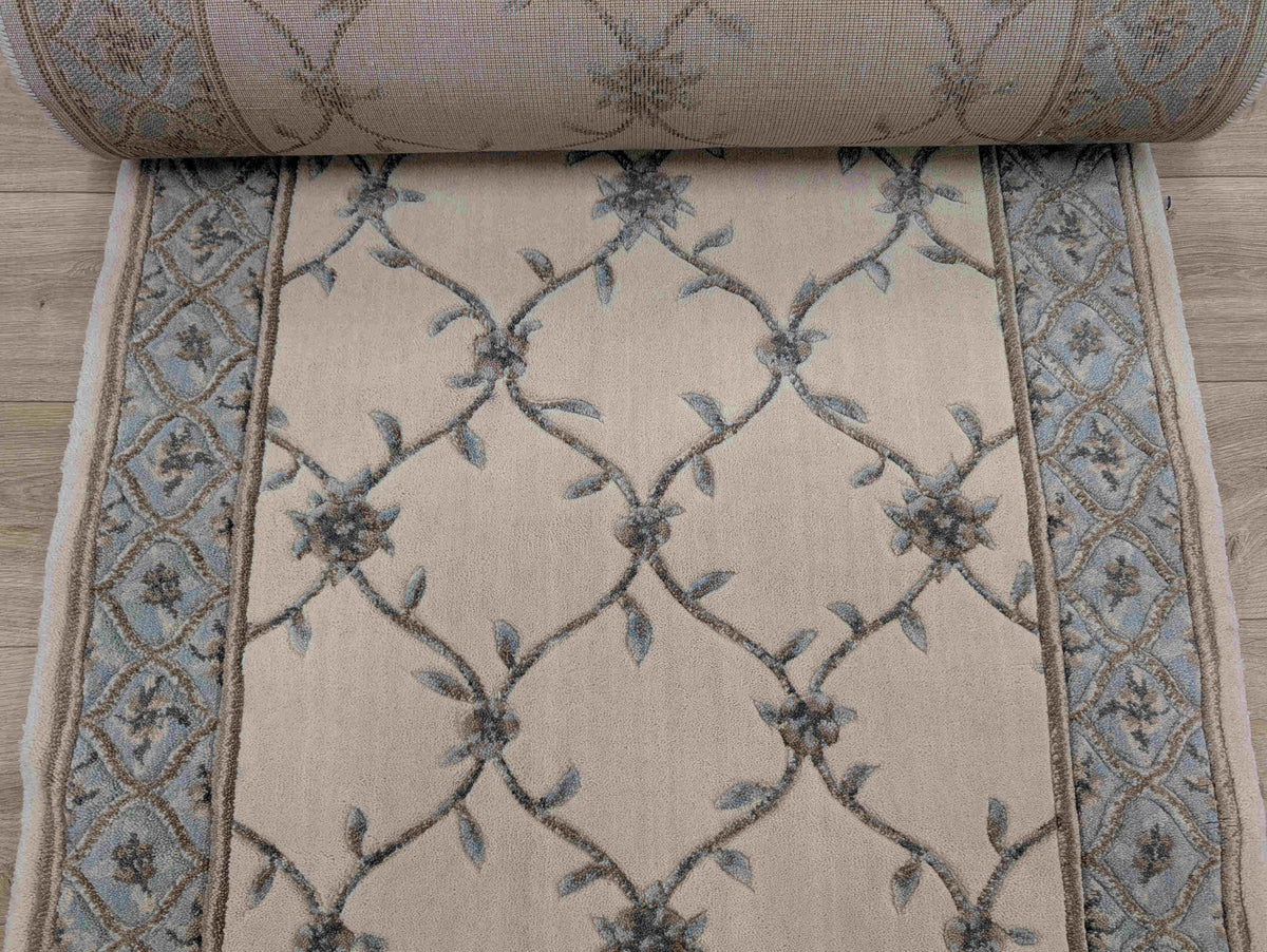 Rug Depot Home Stair Treads Trellis Iv-Blue Stair Treads 36in x 9in Wool