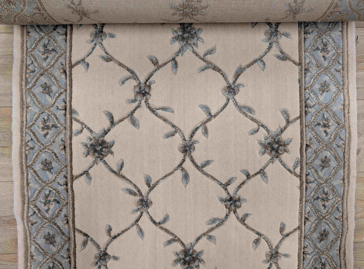 Rug Depot Home Stair Treads Trellis Iv-Blue Stair Treads 36in x 9in Wool