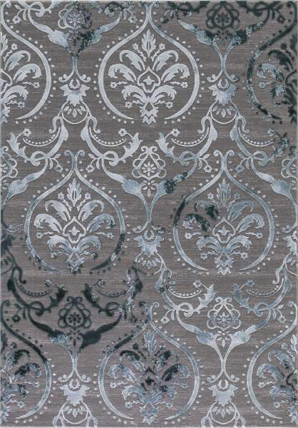 Concord Global Trading Area Rugs 3.3 x 4.7 Thema Area Rug Large Damask  2966 Teal-Grey Poly Made In Turkey