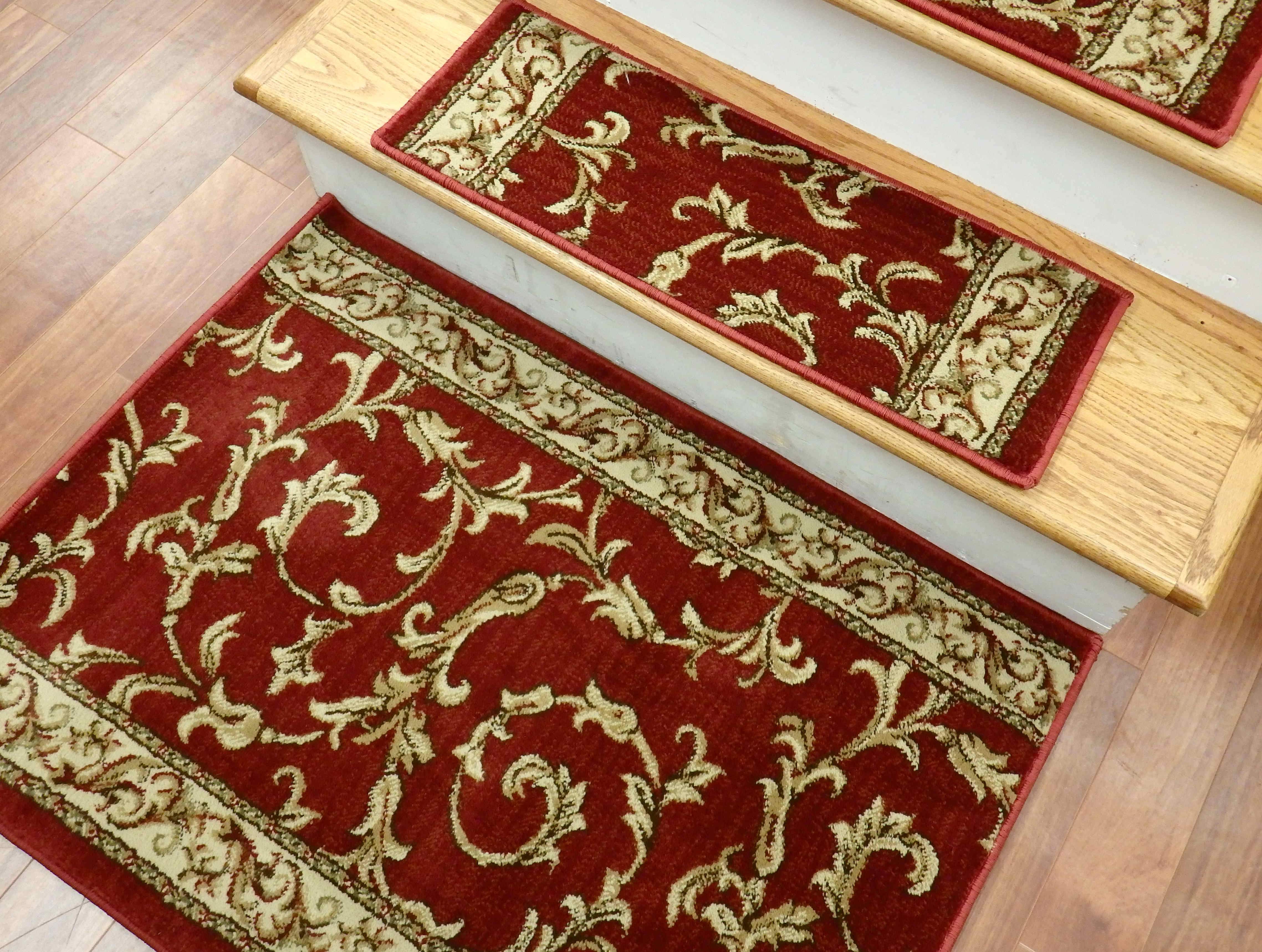 Stair Treads Red Jewel 4390 26in x 9in Set of 14 With Non
