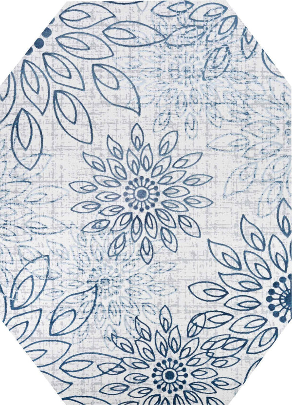 Couristan Area Rugs Calinda Summer Bliss Steel Blue-Ivory Area Rugs 5175-0758 Made In Turkey