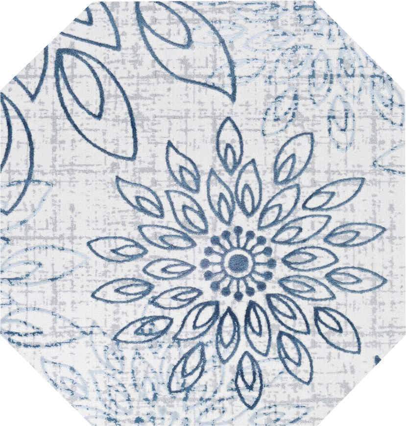 Couristan Area Rugs Calinda Summer Bliss Steel Blue-Ivory Area Rugs 5175-0758 Made In Turkey