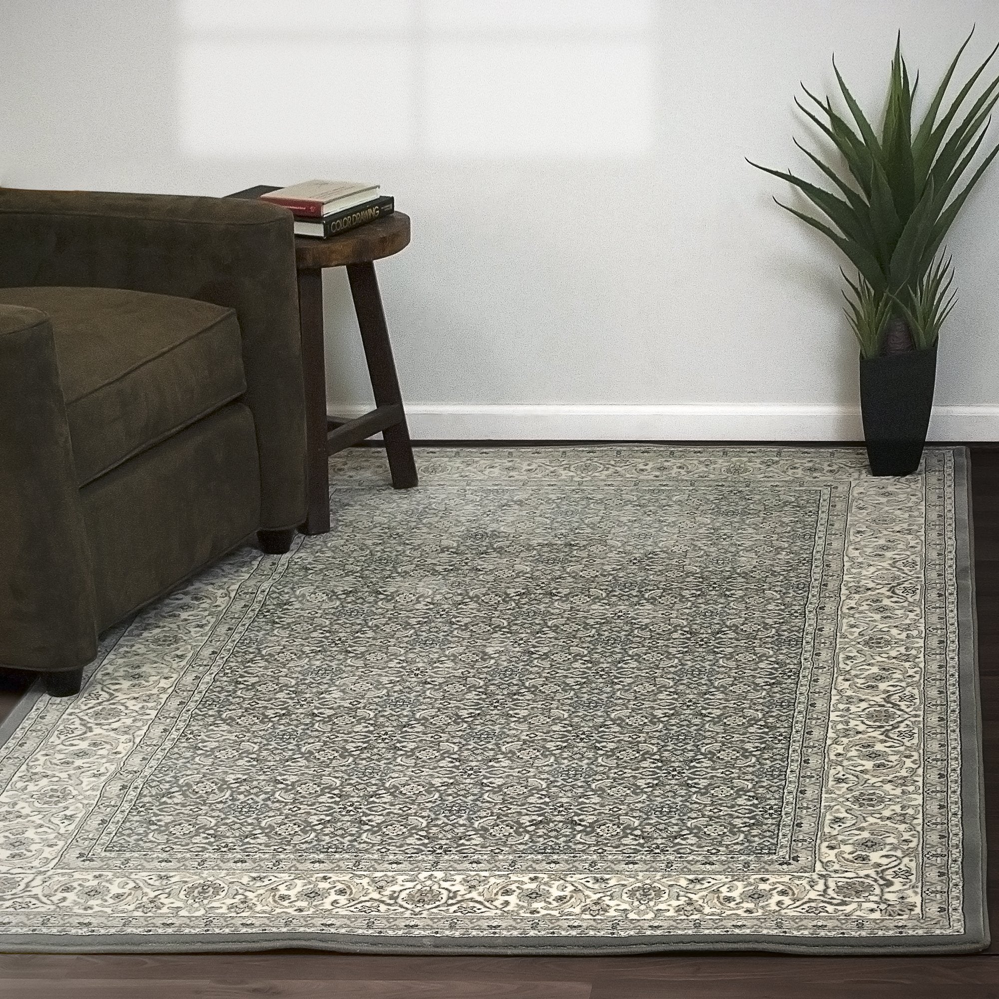 Dynamic Area Rugs Ancient Garden Area Rugs 57011-5666 Grey 100% Poly Belgium 13 Sizes