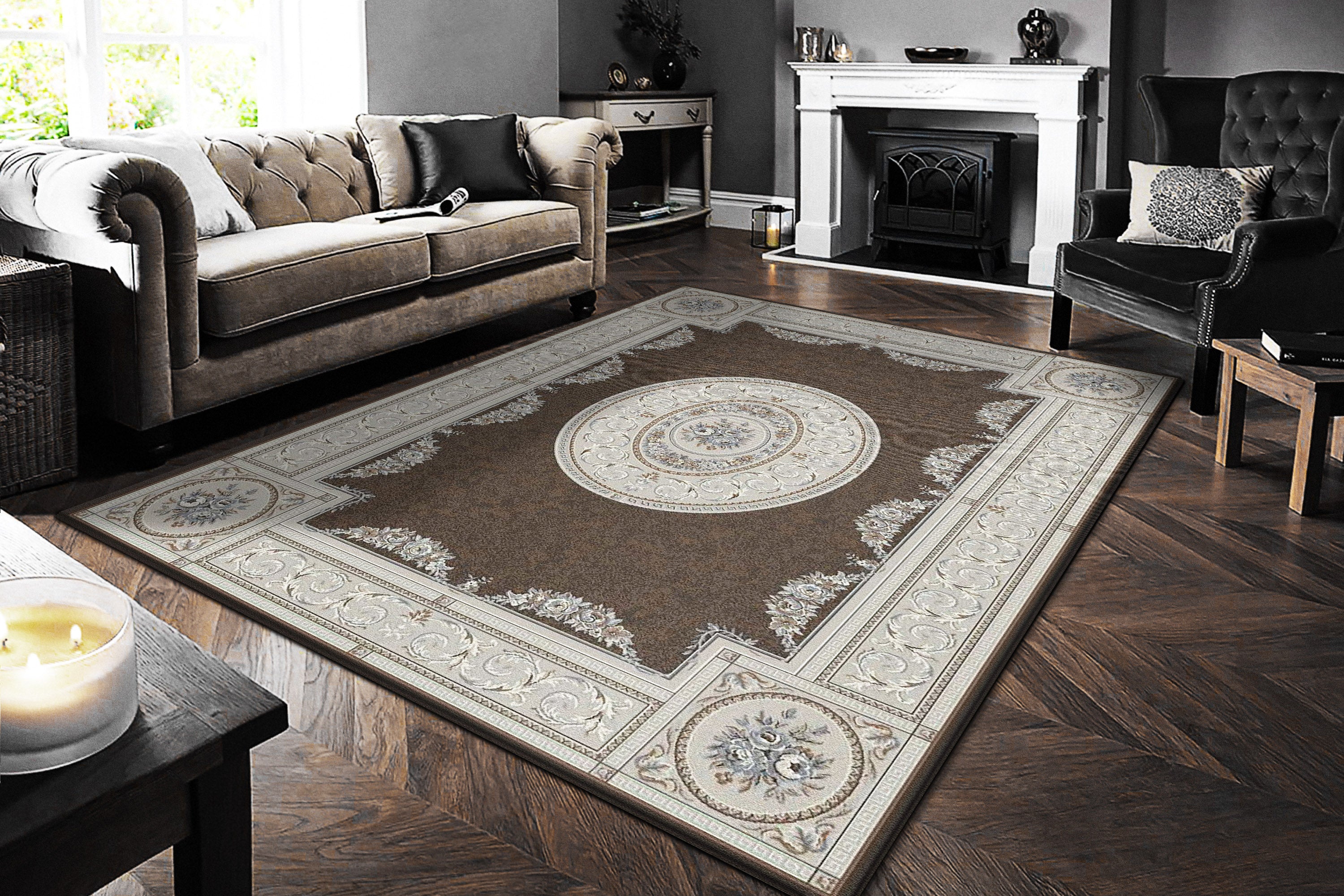 Dynamic Area Rugs Ancient Garden Area Rugs 57226-3295 Brown Poly 12 Sizes Belgium