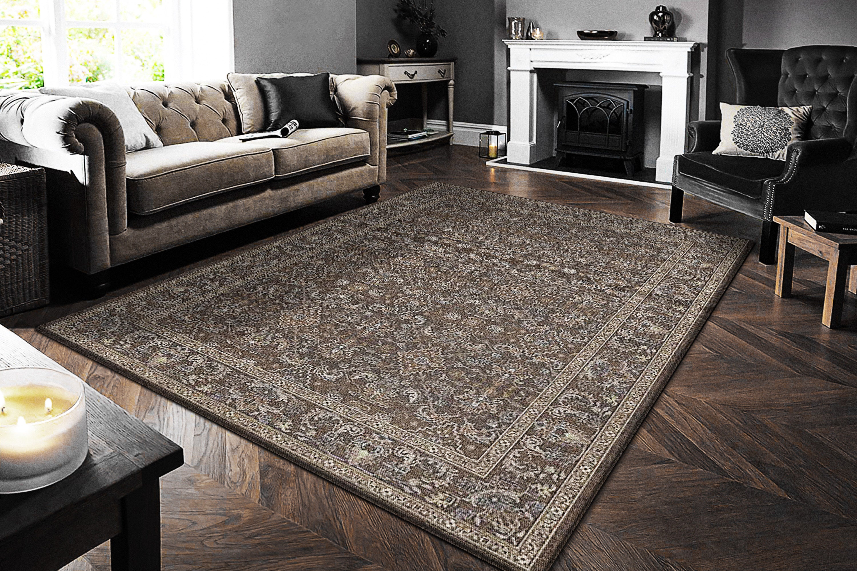 Dynamic Area Rugs Ancient Garden Area Rugs 57276-3235 Brown Poly 17 Sizes Belgium