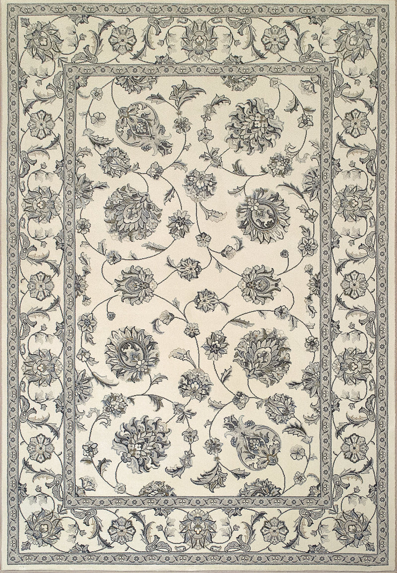 Dynamic Area Rugs Ancient Garden Area Rugs 57365-6666 Ivory-Grey 100% Poly Belgium 14 Sizes