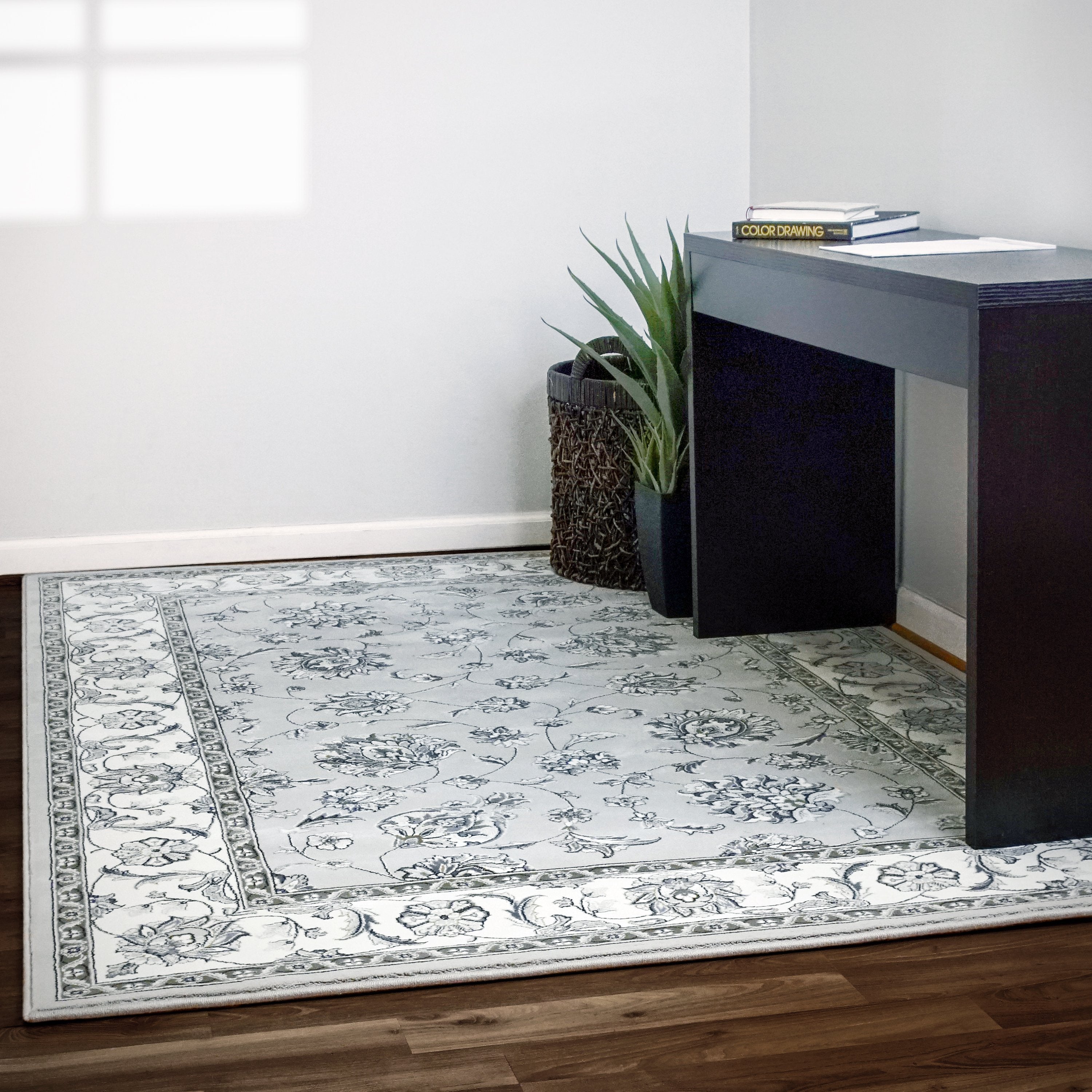 Dynamic Area Rugs Ancient Garden Area Rugs 57365-9666 Soft Grey 100% Poly Belgium 14 Sizes