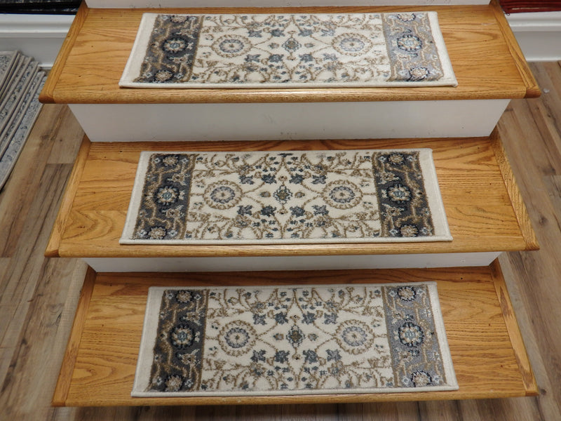 Dynamic Rugs Stair Runners Yazd 2803-190 Iv-Grey Stair Runner and Matching Area Rugs