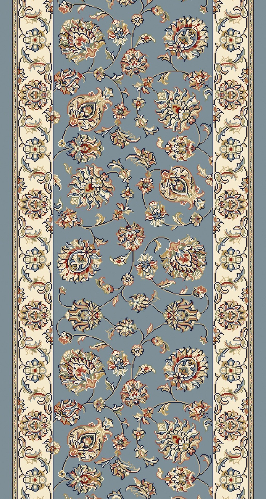 Dynamic Stair Runner Ancient Garden Blue Stair Runners 57365-5464-26 inch-Sold By the Foot