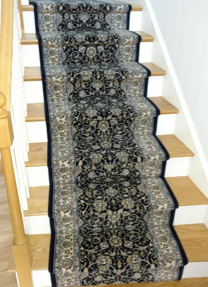 Dynamic Stair Runner Ancient Garden Navy Stair Runner 57120-3464 - 31 inch  Sold By the Foot