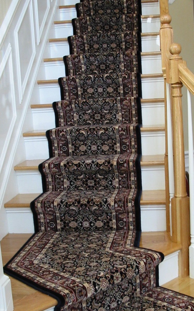 Dynamic Stair Runner Brilliant Herati Navy Stair Runner 72240-520- 26 inch- Sold By the Foot