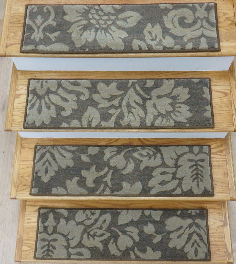 Dynamic Stair Treads Stair Treads Brown 31in x 9in Set of 14Pcs Non Slip Pads Attached