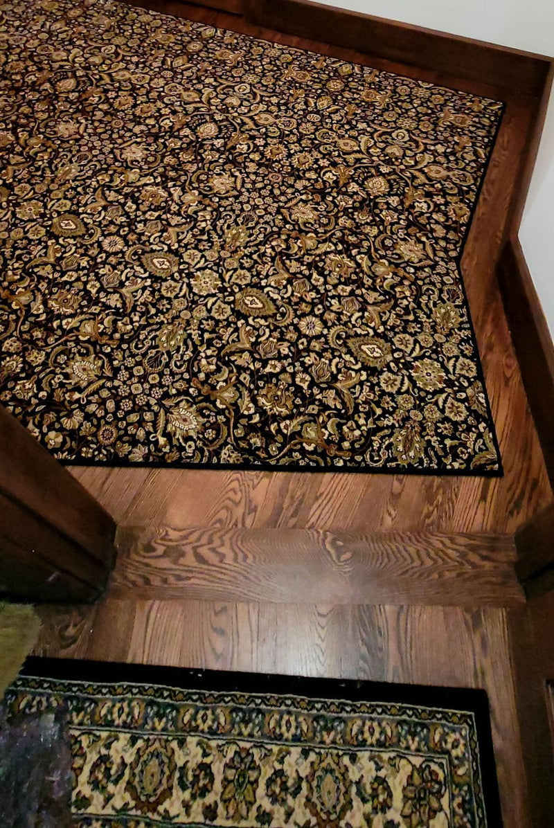 Kane Carpet Home & Garden Royal Kingsley Navy Oriental Design in Custom Cut Installation