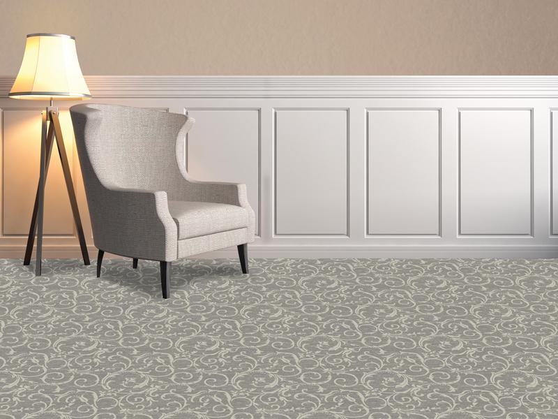 Kane Carpet Julington Imperial Grey Scroll 30Inch Custom Serged Runner Install