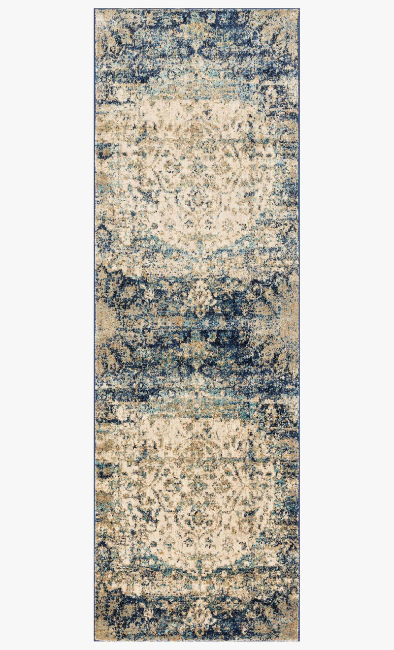 Finished Runner loloi area rugs 2.7 x 8 Anastasia Area Rugs Loloi Rugs AF-06 Blue-Ivory in 15 Sizes