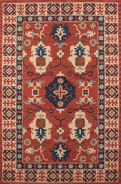 Momeni Area Rugs Tangier Area Rugs Tan-03 Red 100% Wool Hand Hooked From India