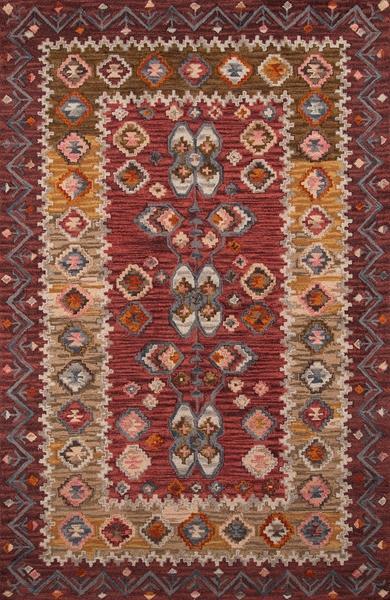 Momeni Area Rugs Tangier Area Rugs Tan-1 Red 100% Wool Hand Hooked From India