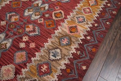 Momeni Area Rugs Tangier Area Rugs Tan-1 Red 100% Wool Hand Hooked From India